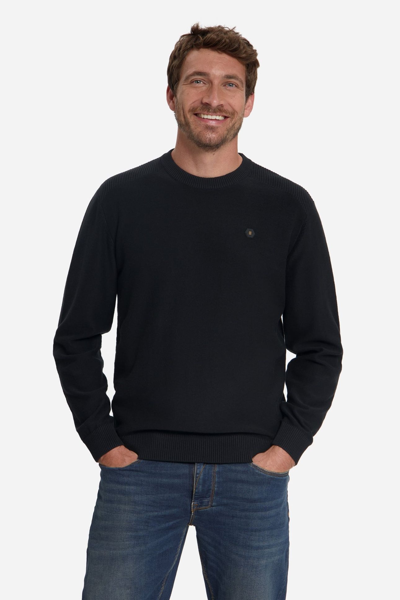 PULLOVER CREWNECK SHOULDER DETAIL BLACK 1