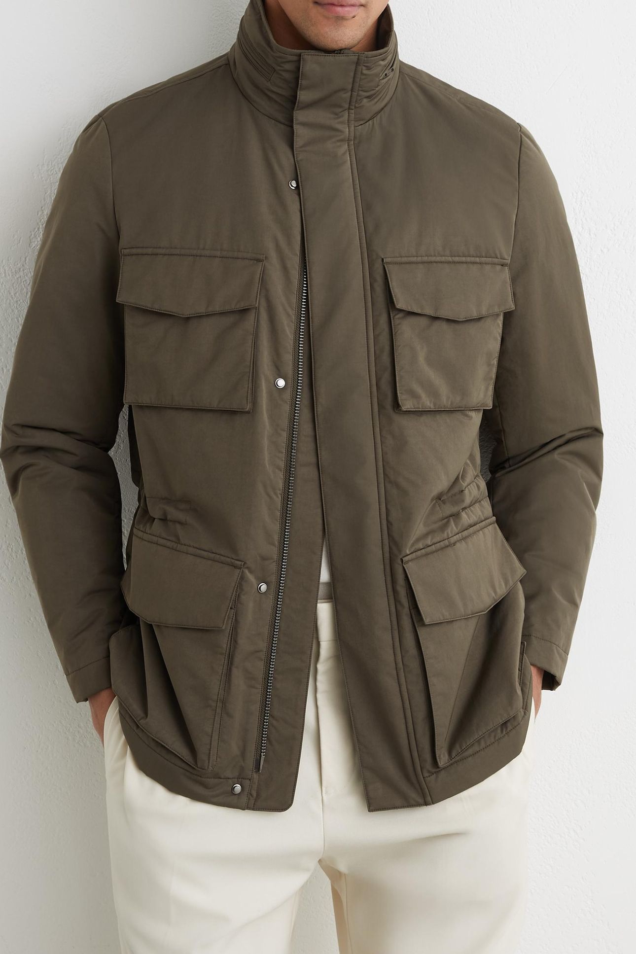 PADDED FOUR POCKET COAT KHAKI GREEN 2