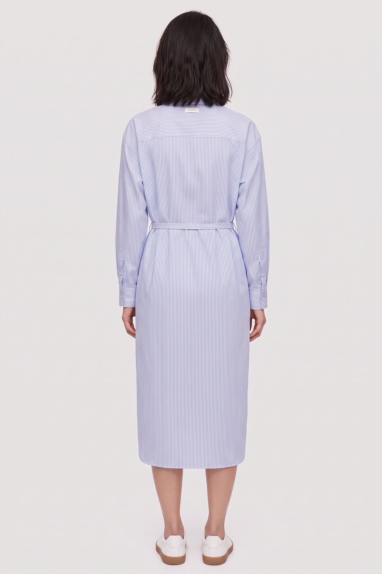 POPLIN SHIRT DRESS WHITE AND BLUE STRIPE 2