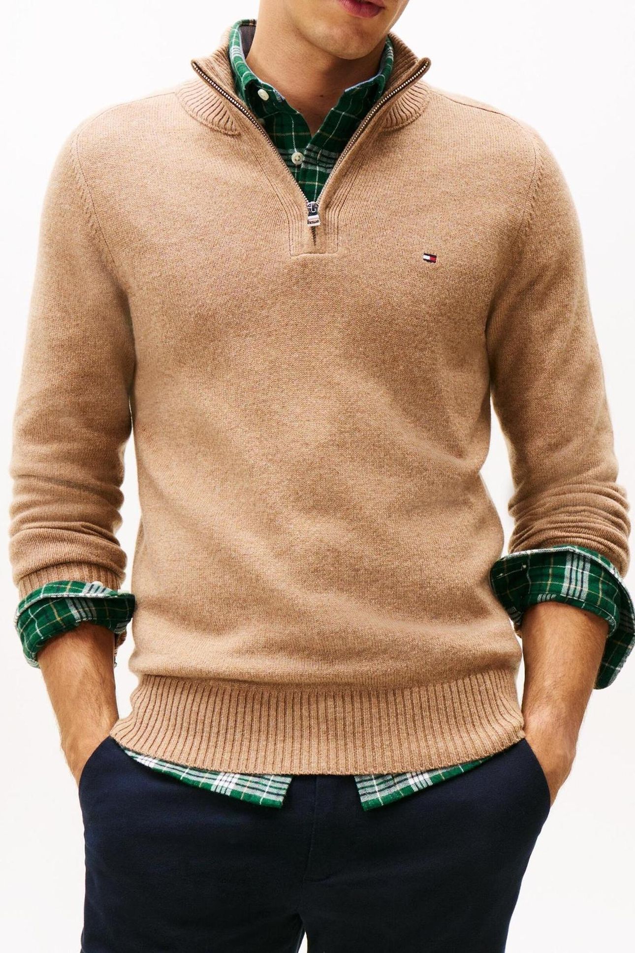 LAMBSWOOL ZIP MOCK SAFARI CANVAS HEATHER 1