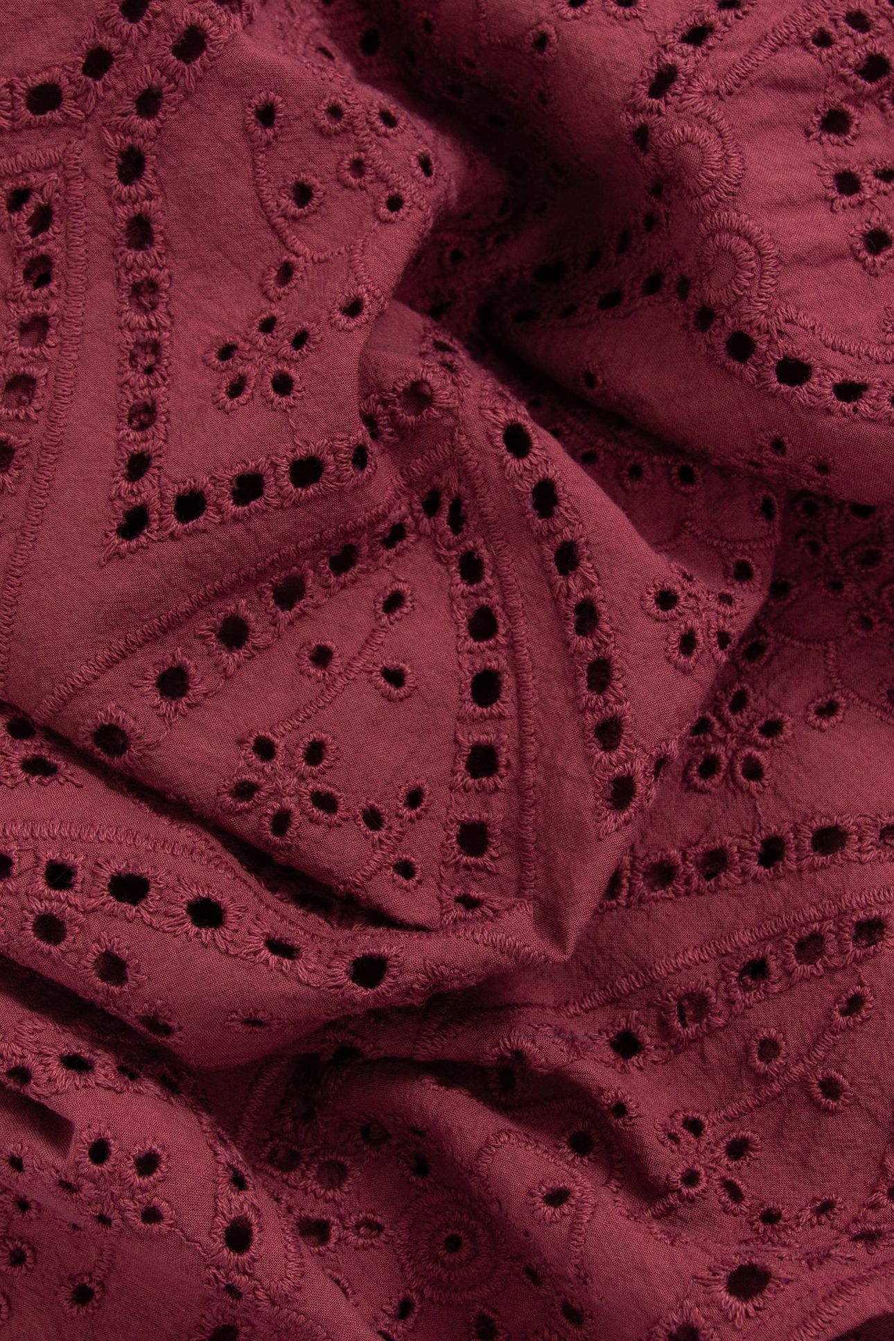 BURGUNDY EYELET EMBROIDERY OPEN BACK LONG DRESS 4