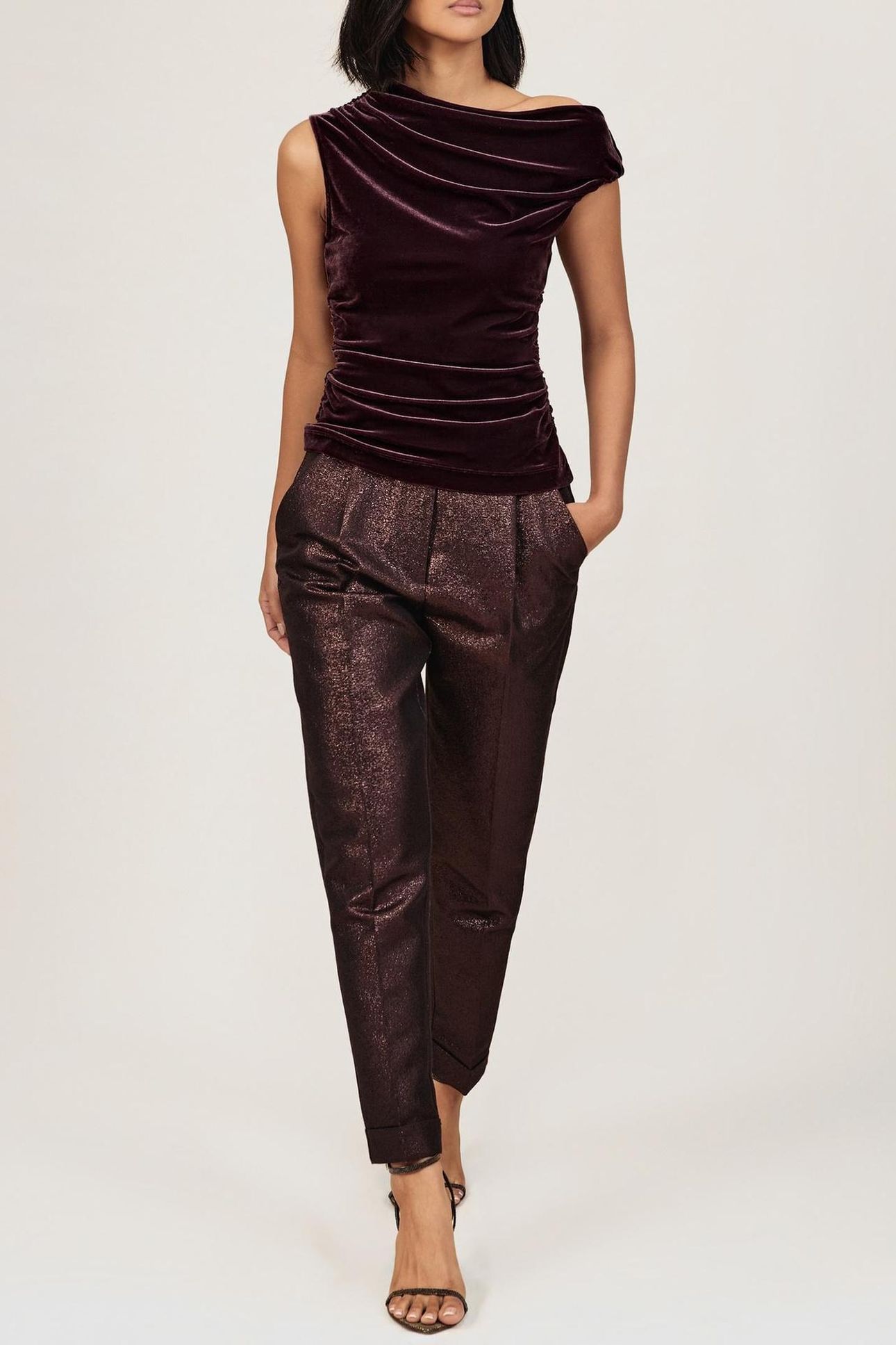 OFF SHOULDER VELVET TOP PLUM PURPLE 1
