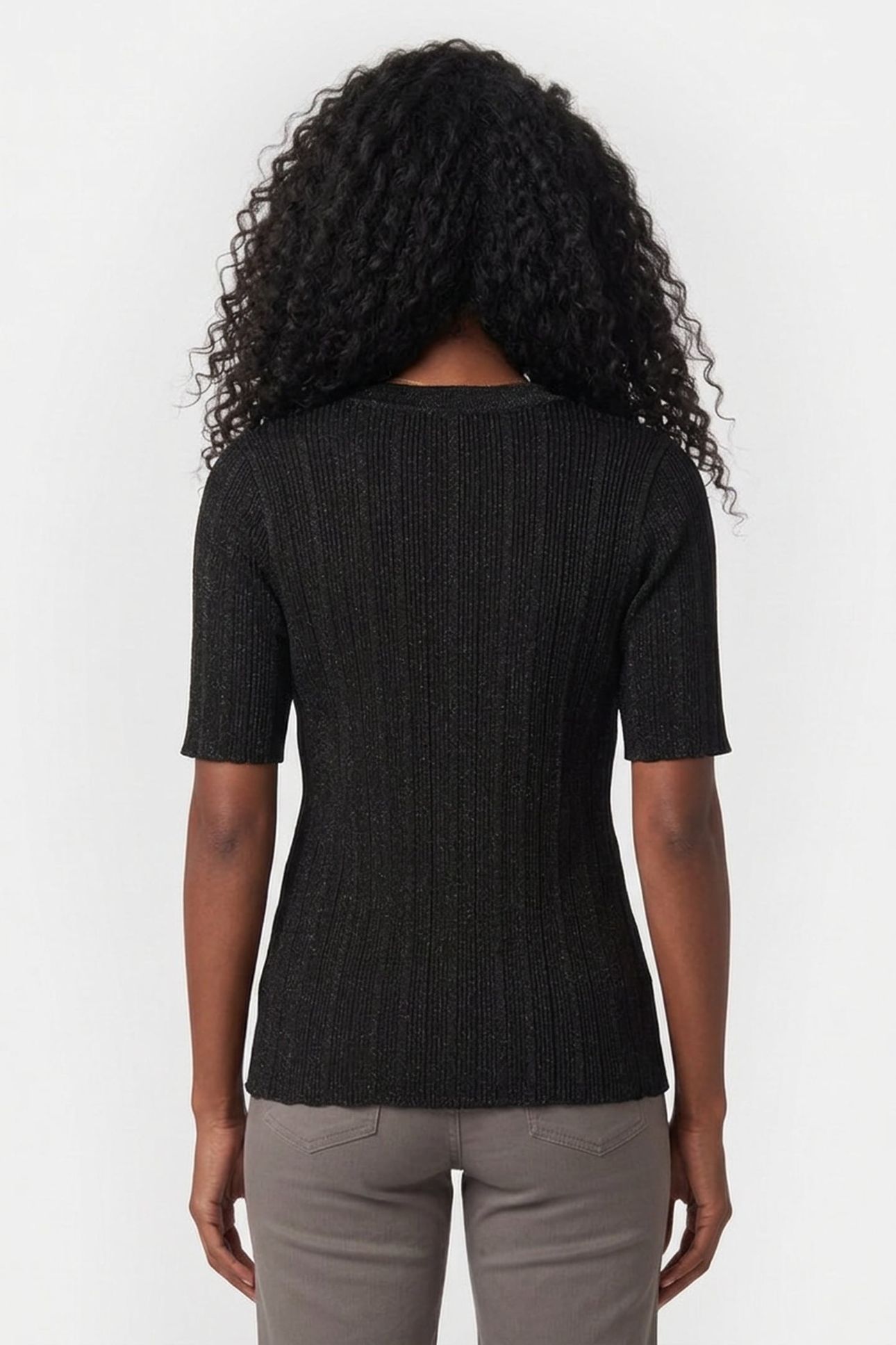 METALLIC RIBBED SS C-NECK BLACK 2