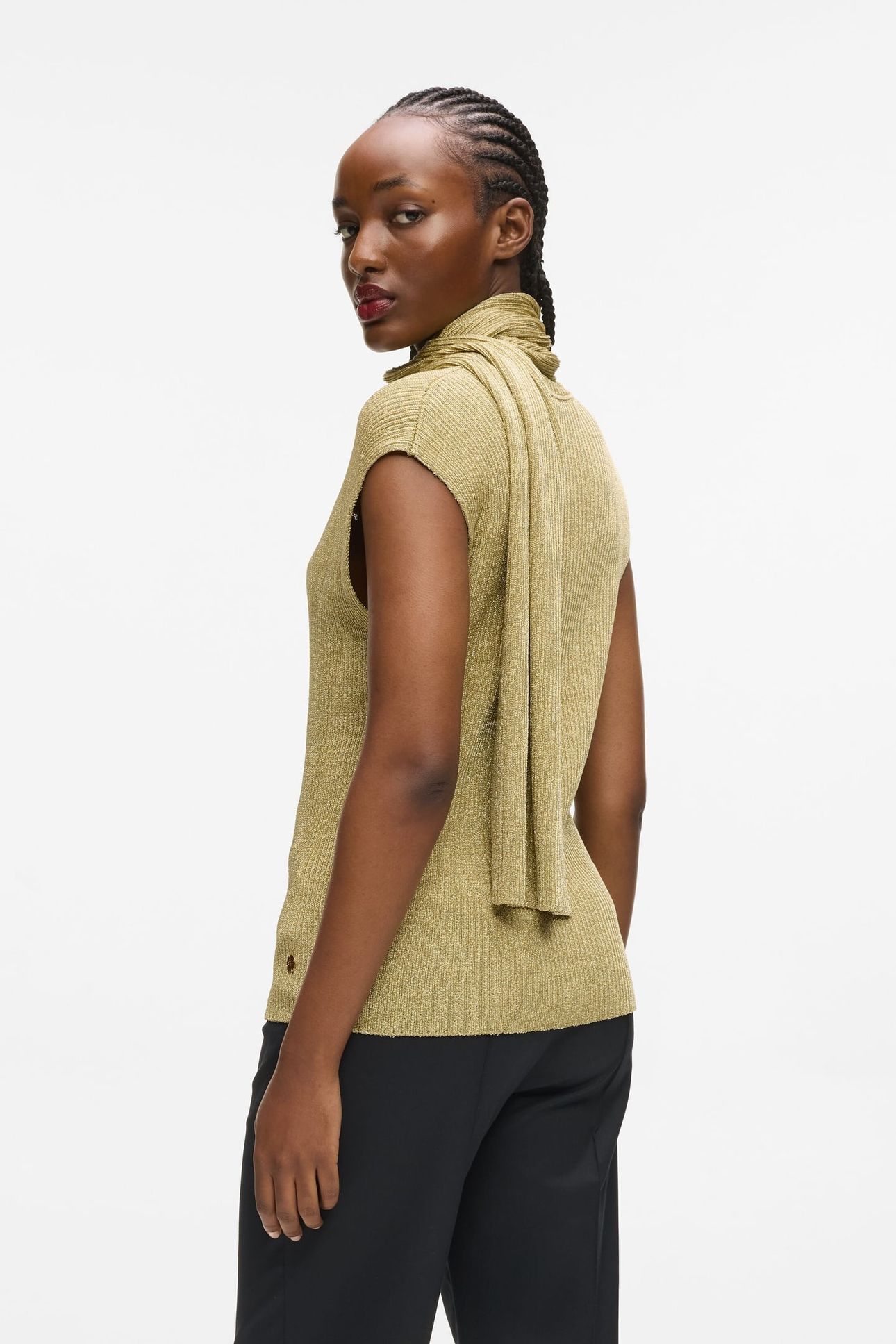 LUREX KNIT SELF TIE TOP LIGHT GOLD 2