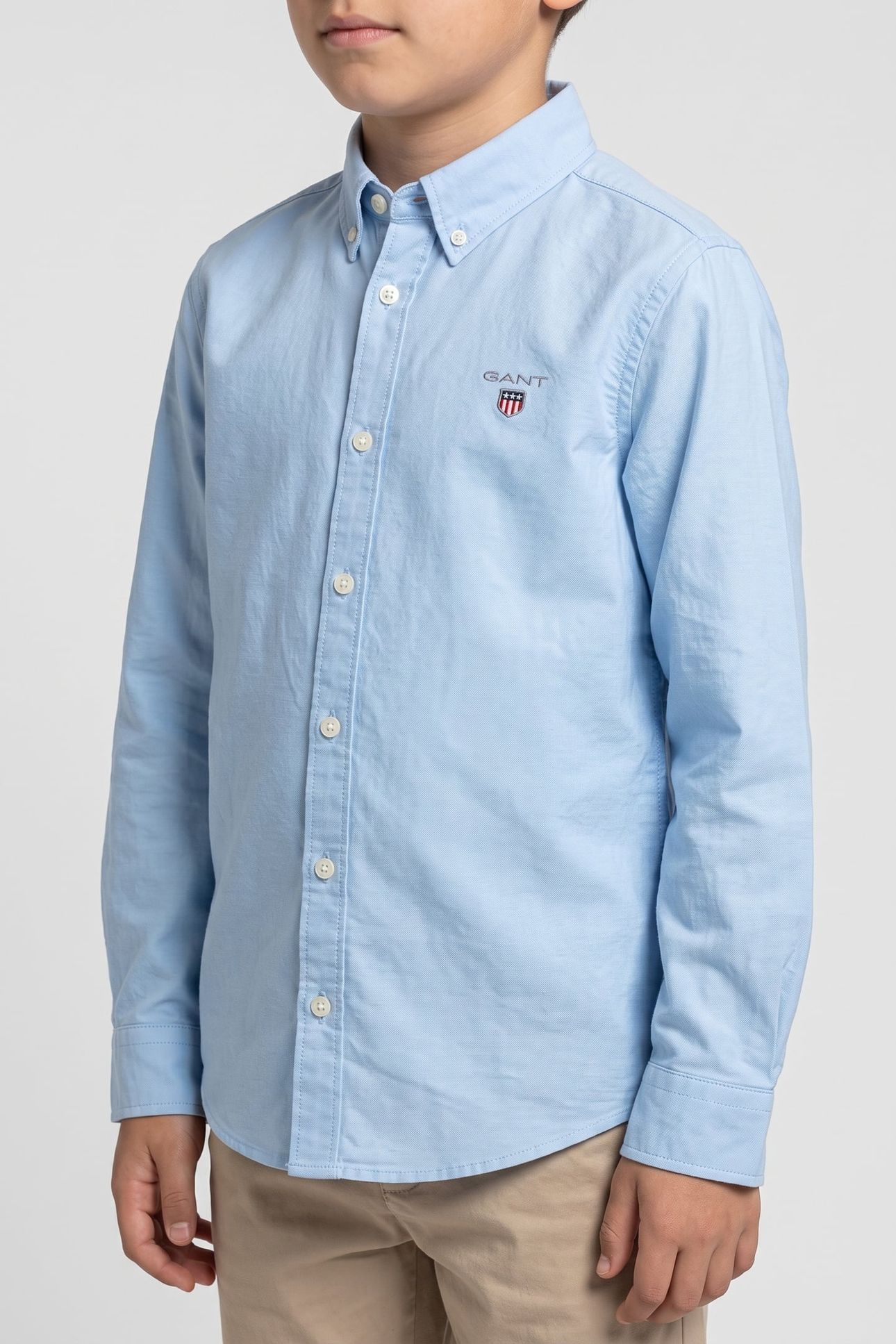TEEN BOYS SHIELD OXFORD SHIRT SKY BLUE 1