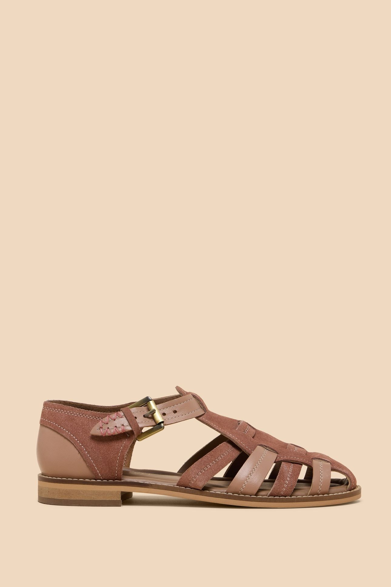 FLORAL LEATHER FISHERMAN SHOE LGT PINK 1