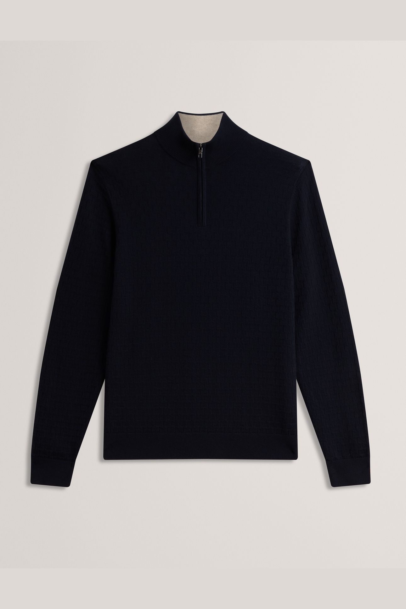 T STITCH HALF ZIP NAVY 2