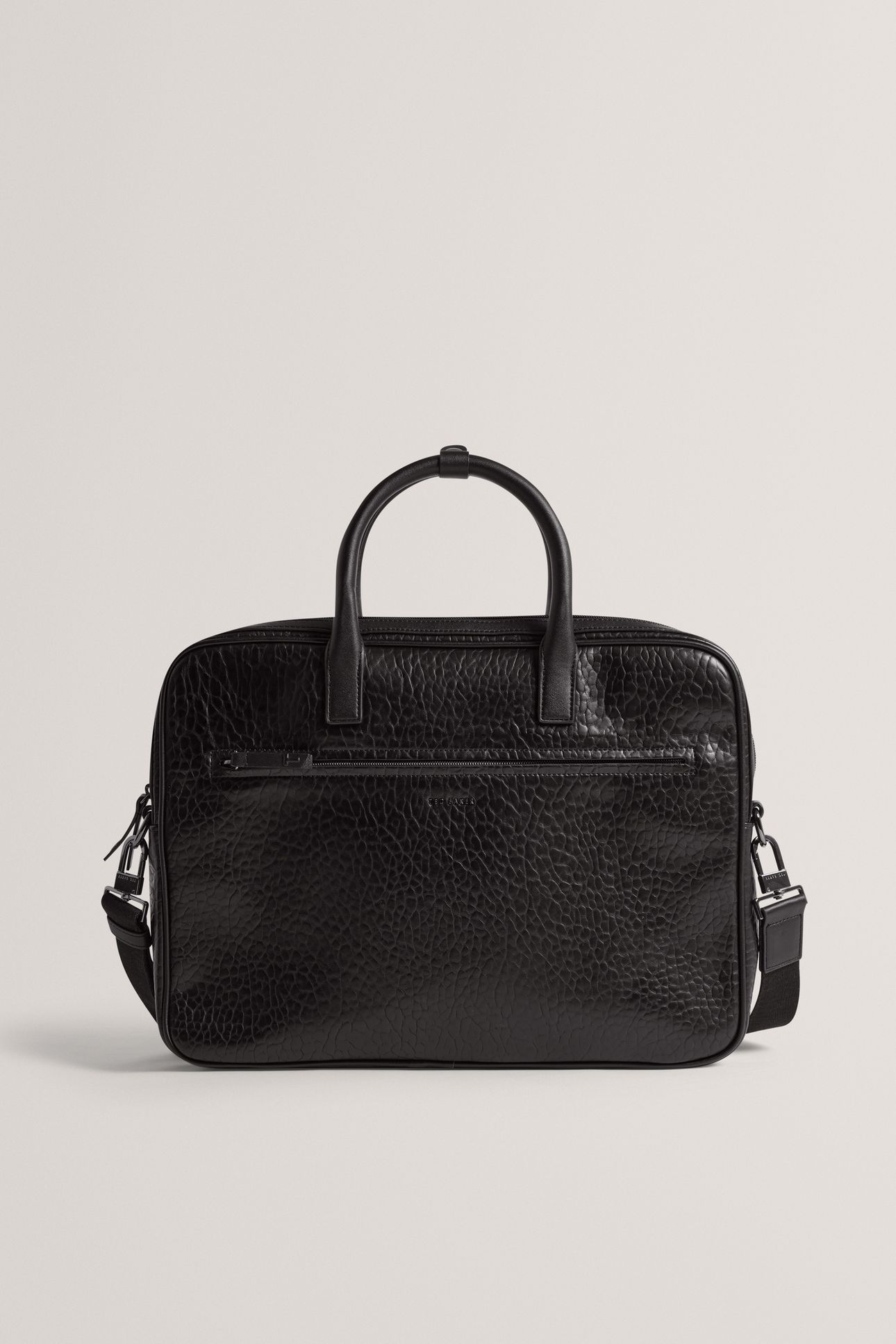 PEBBLED PU DOCUMENT BAG BLACK 1