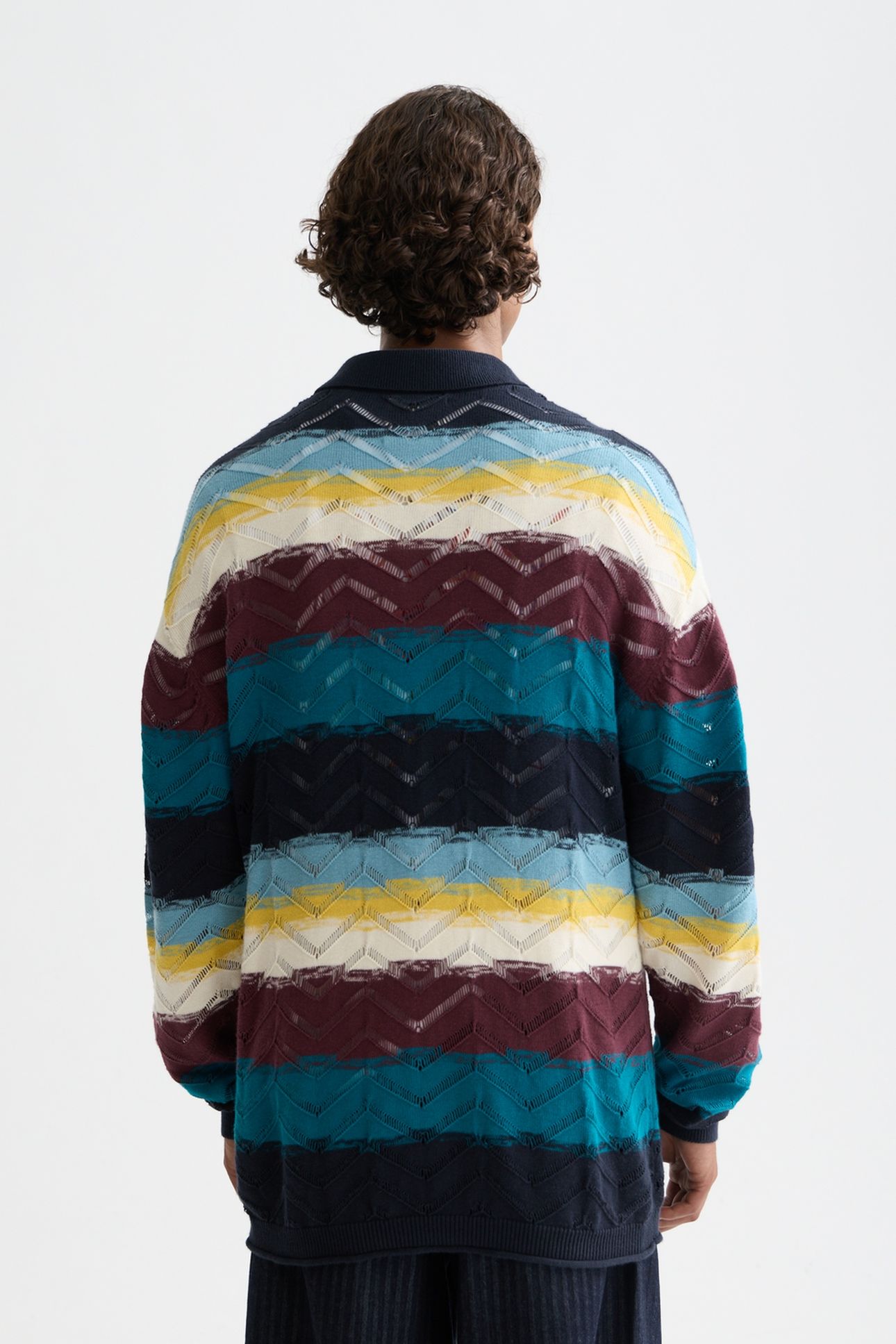 OPEN STRUCTURE KNITTED CARDIGAN NAVY 2