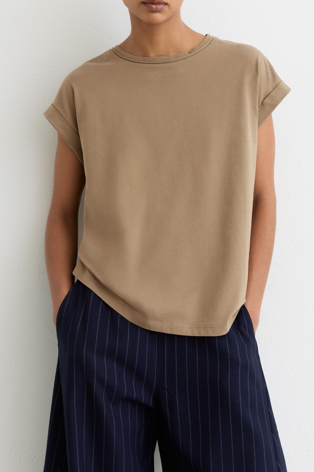 COTTON CREW TEE TAUPE NEUTRAL 1
