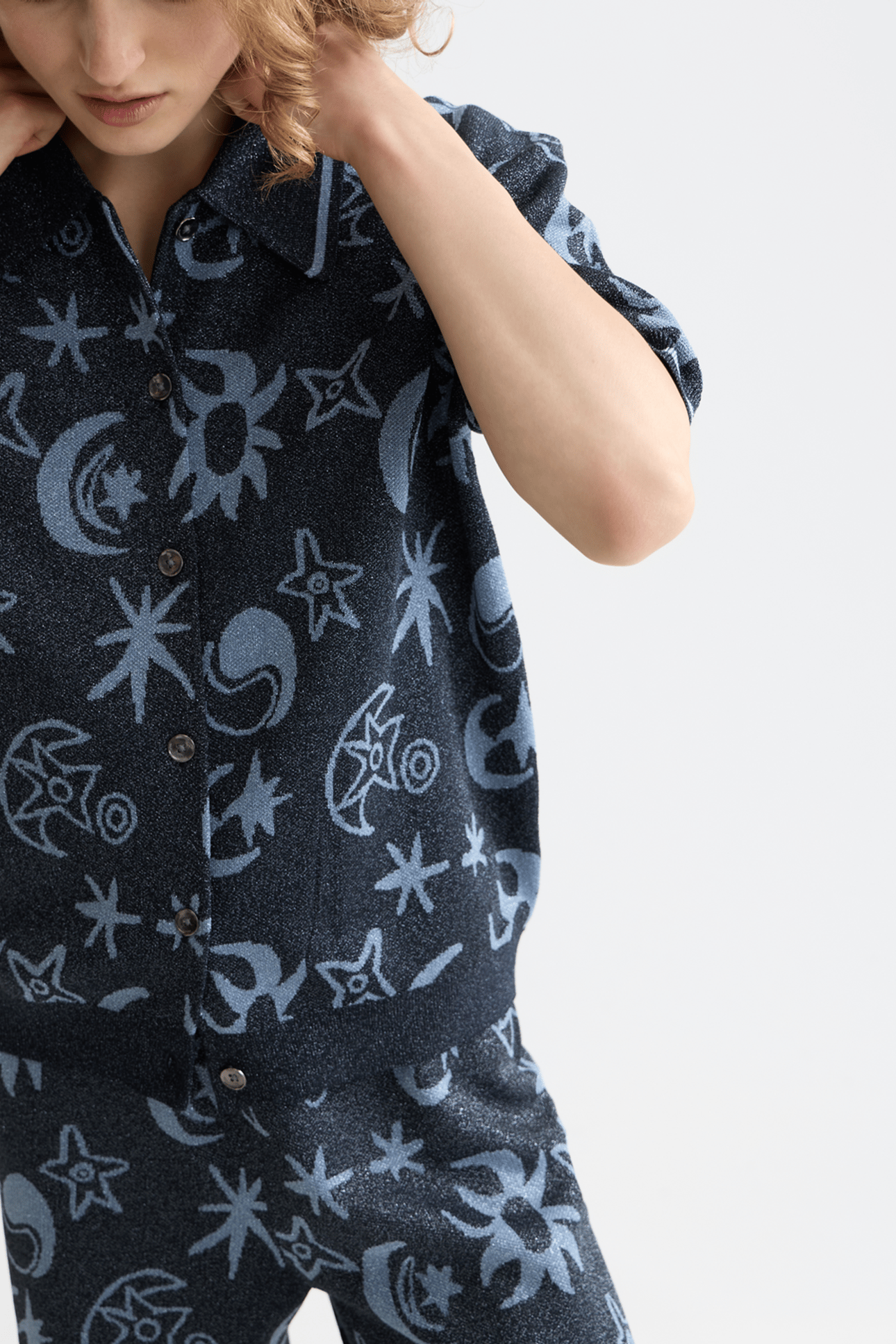 JACQUARD SHORT SLEEVE PULLOVER COSMIC SKY SPACED CARBON 7