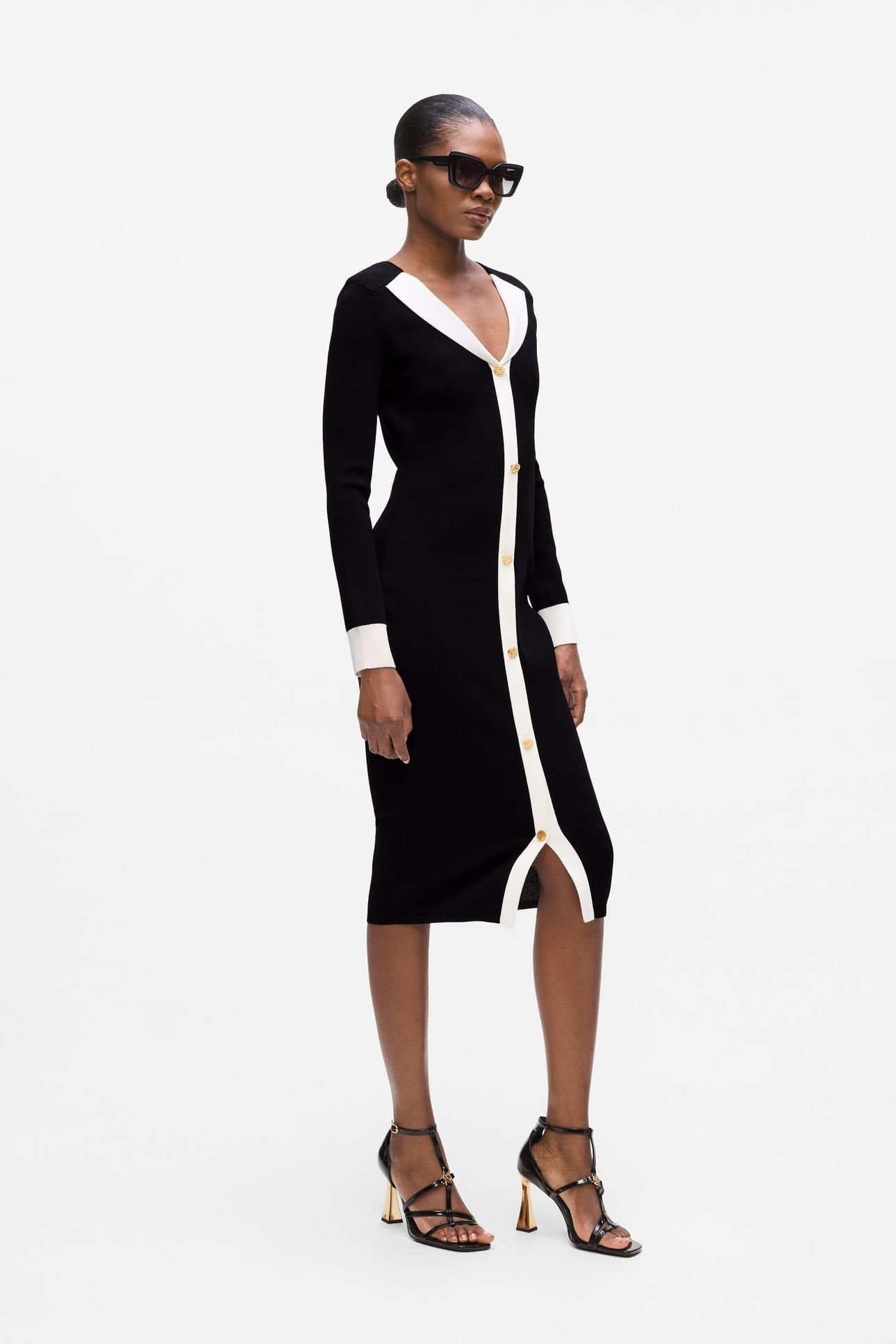 BLACK AND WHITE KNIT DRESS BLACK/WHITE 2