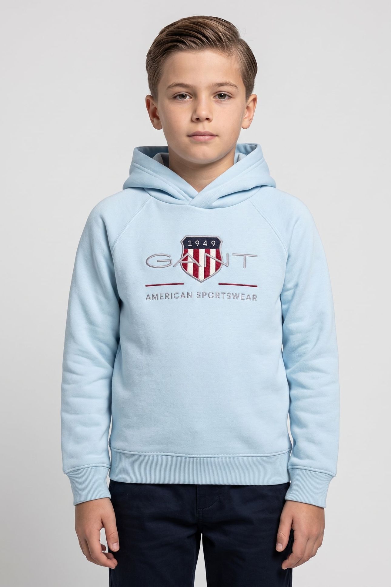 TEEN UNISEX ARCHIVE SHIELD HOODIE CALMING BLUE 1