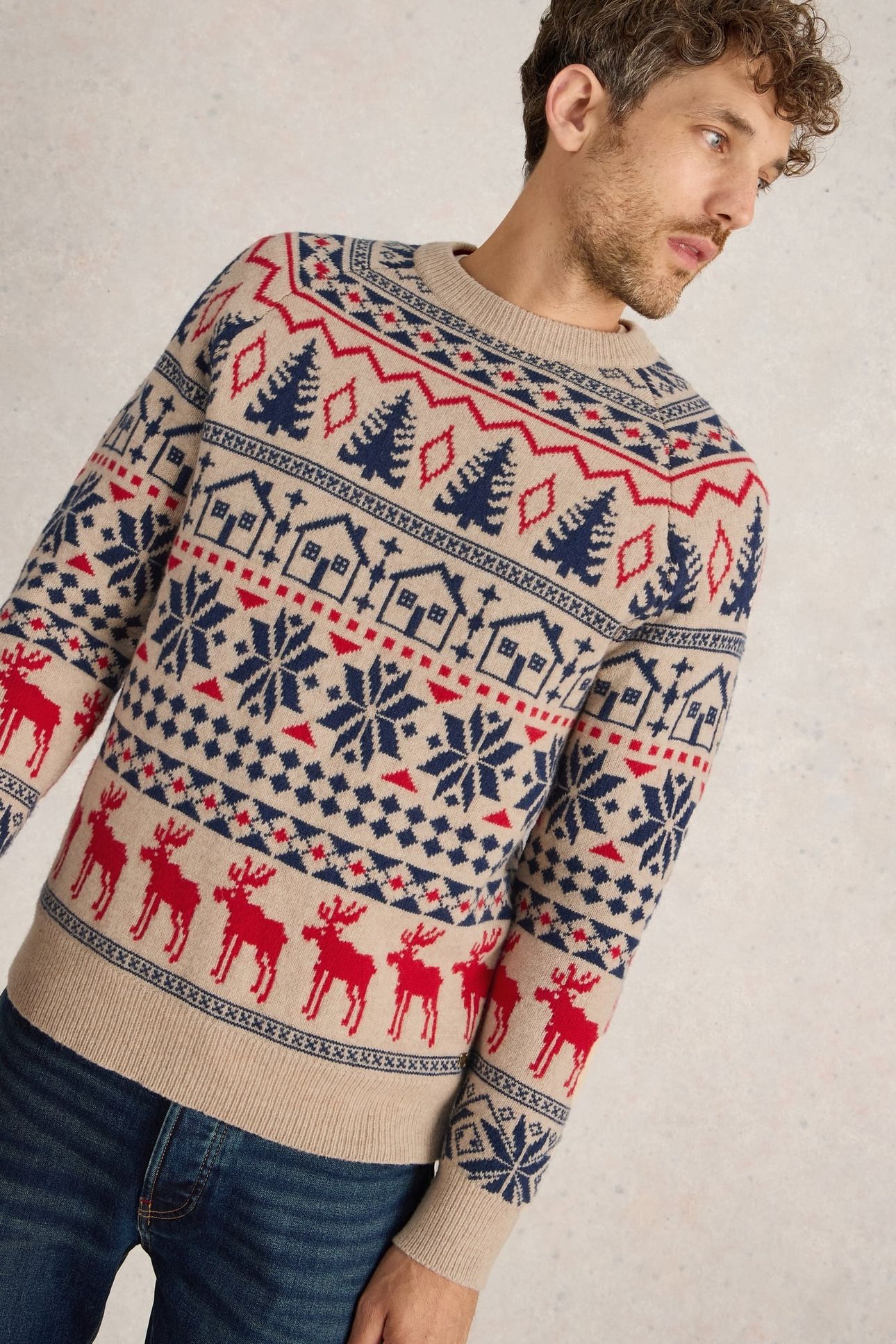 MOOSE FAIRISLE CREW JUMPER NAT MLT 2