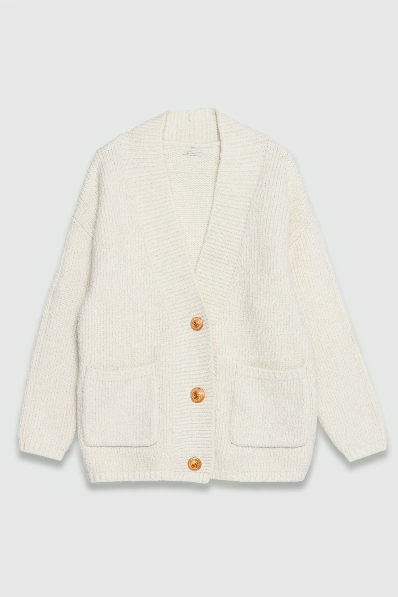 ECRU KNIT AND GOLD LUREX LOOSE CARDIGAN 4