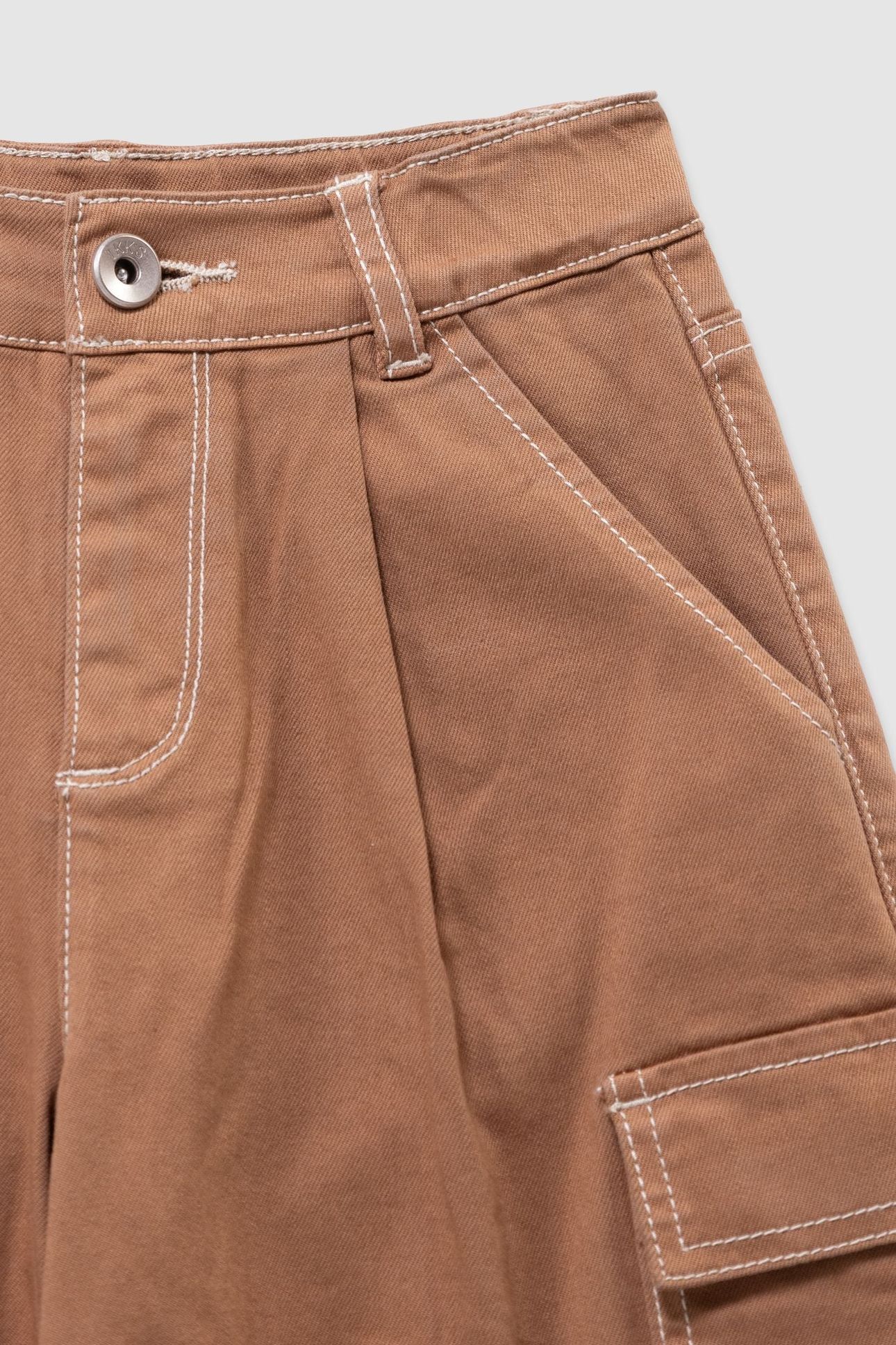 GIRLS’ CAMEL CARGO-STYLE WIDE-LEG JEANS 5