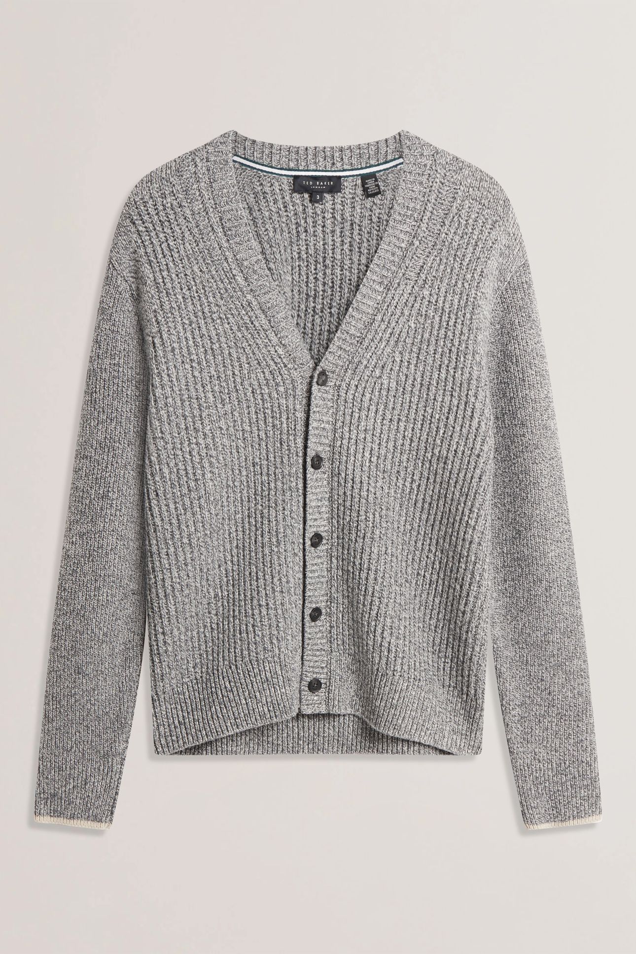 ALMAN RIBBED BUTTON CARDIGAN GREY 3