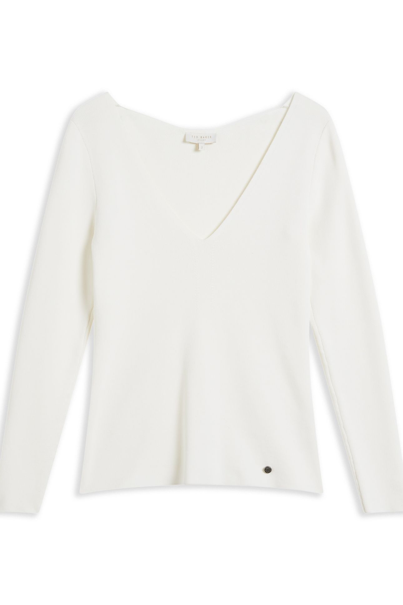 CILESTE V NECK SLIM FIT KNIT TOP IVORY 3