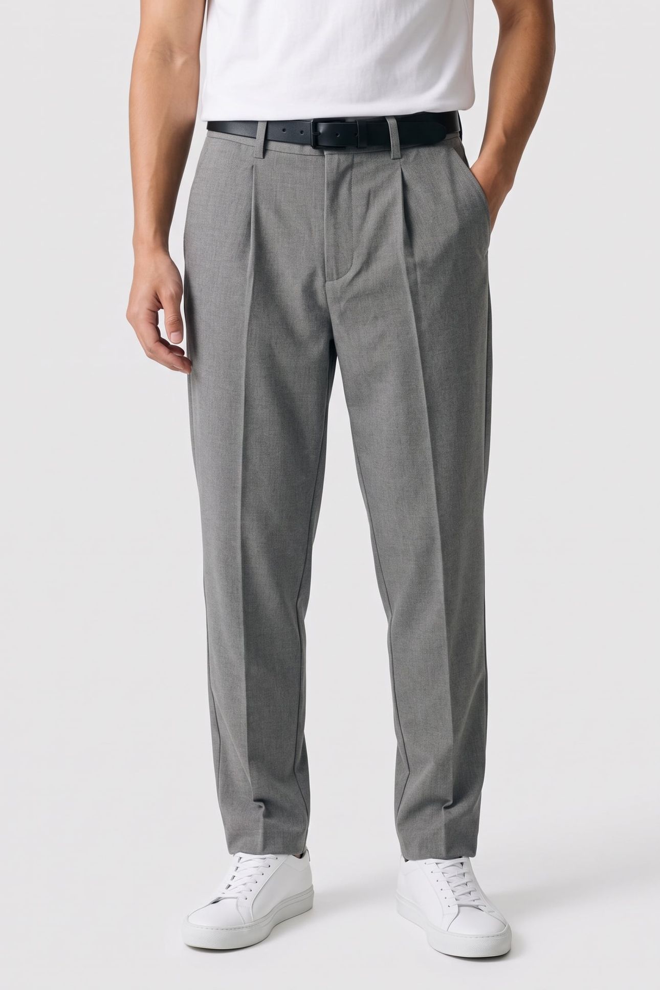 SLIM TAPERED PLEATED MARBLE GRAY 1