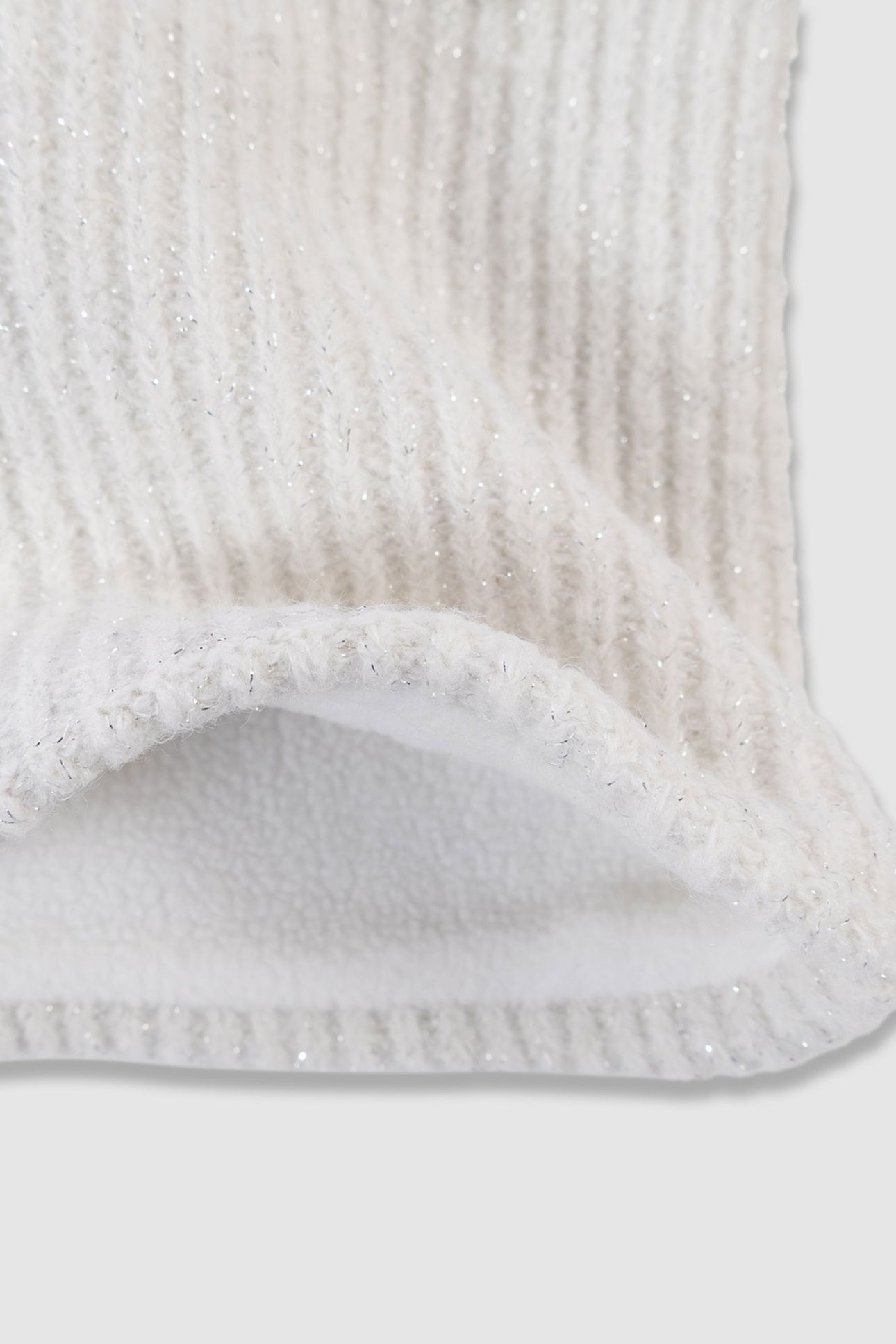 GIRLS’ WHITE GLITTERY KNIT SNOOD WITH BOW 2