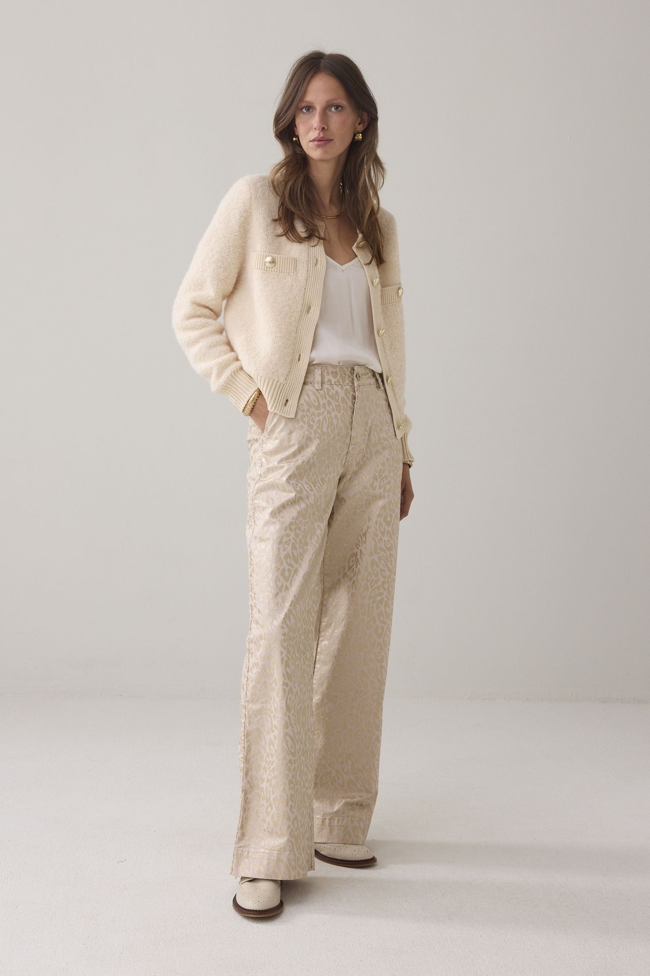 PALAZZO LEOPARD STRETCH TWILL WHITES 1
