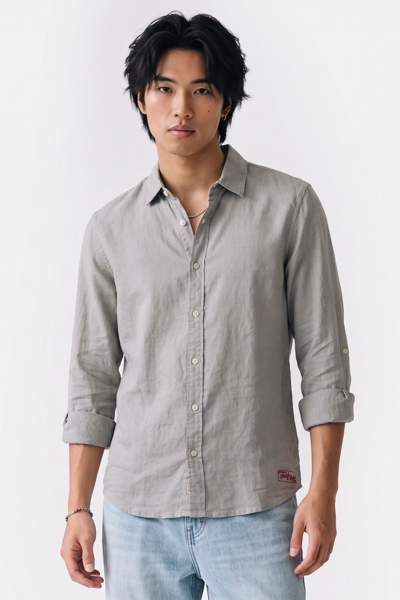 SEASONAL CORE LINEN REGULARFIT SHIRT MEDIUM GREY 1