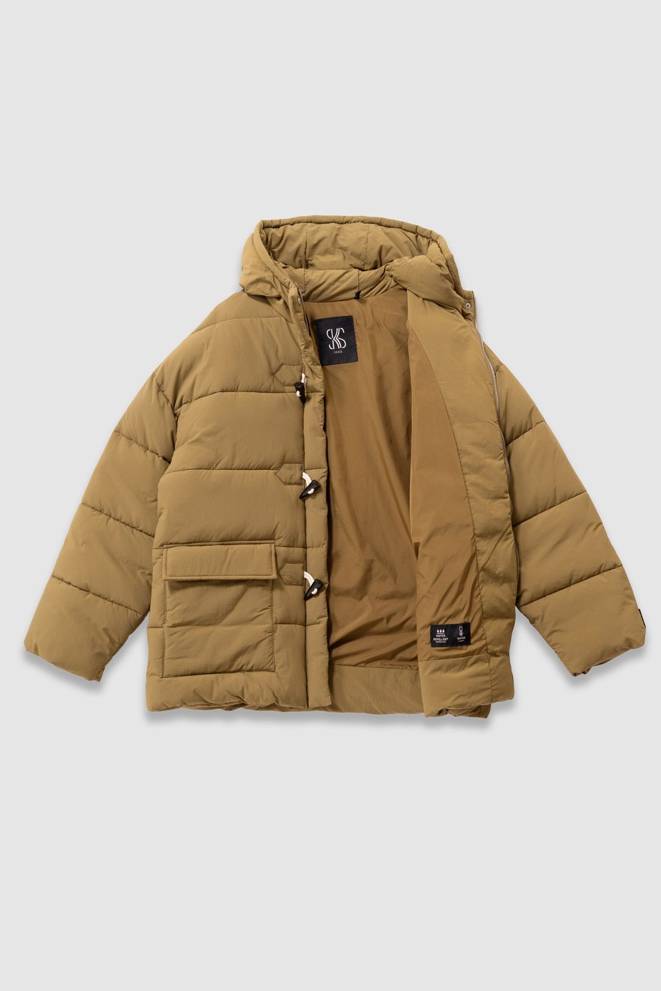 GIRLS’ KHAKI QUILTED SHORT COAT 3
