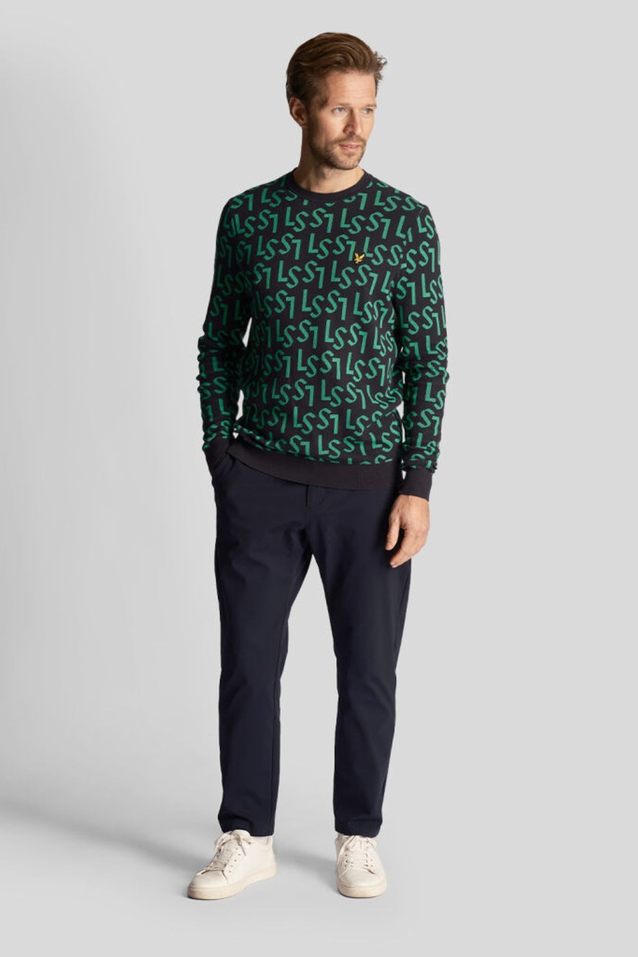 MONOGRAM KNITTED CREW NECK DARK NAVY 3