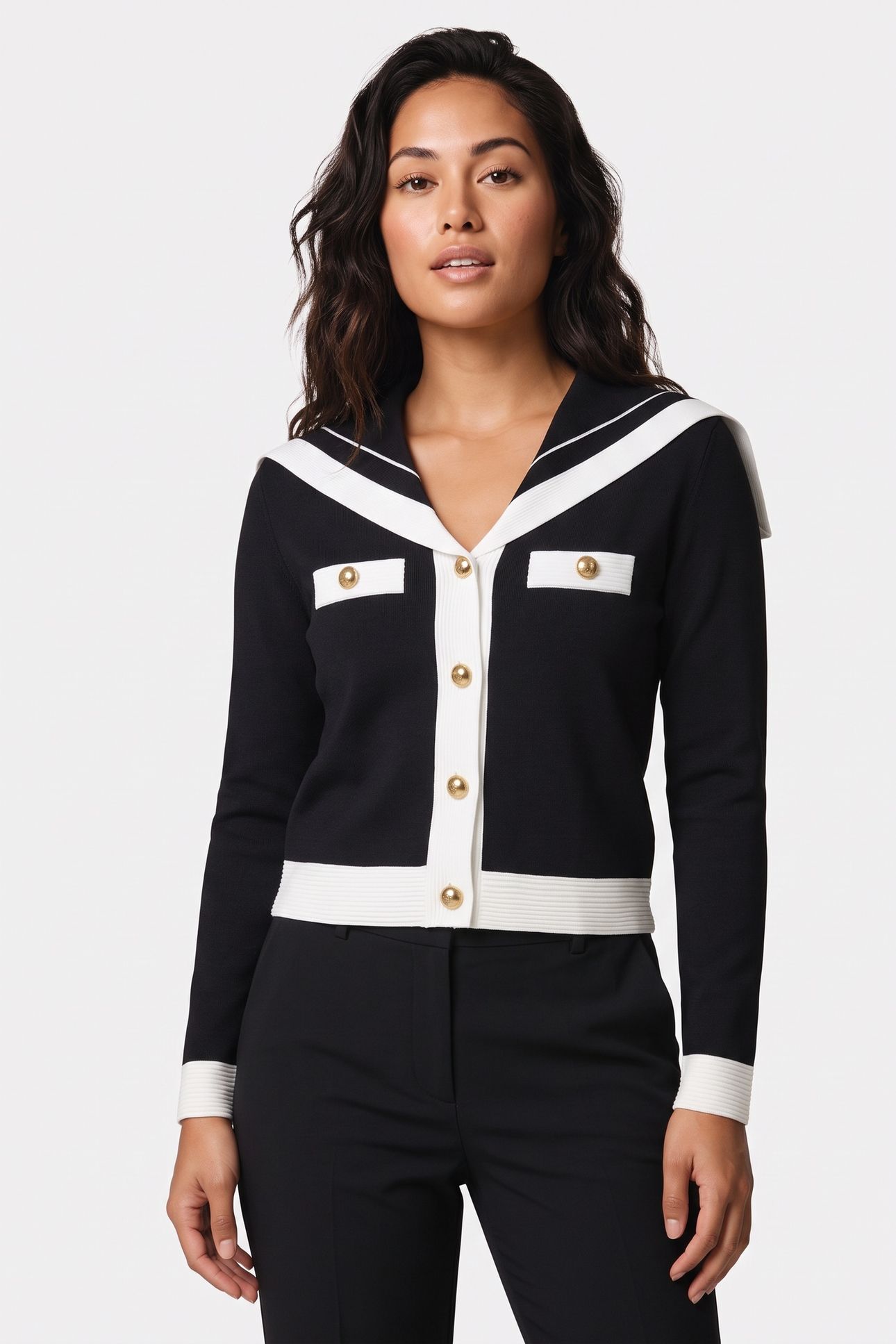 NAUTICAL KNIT CARDIGAN BLACK/WHITE 3
