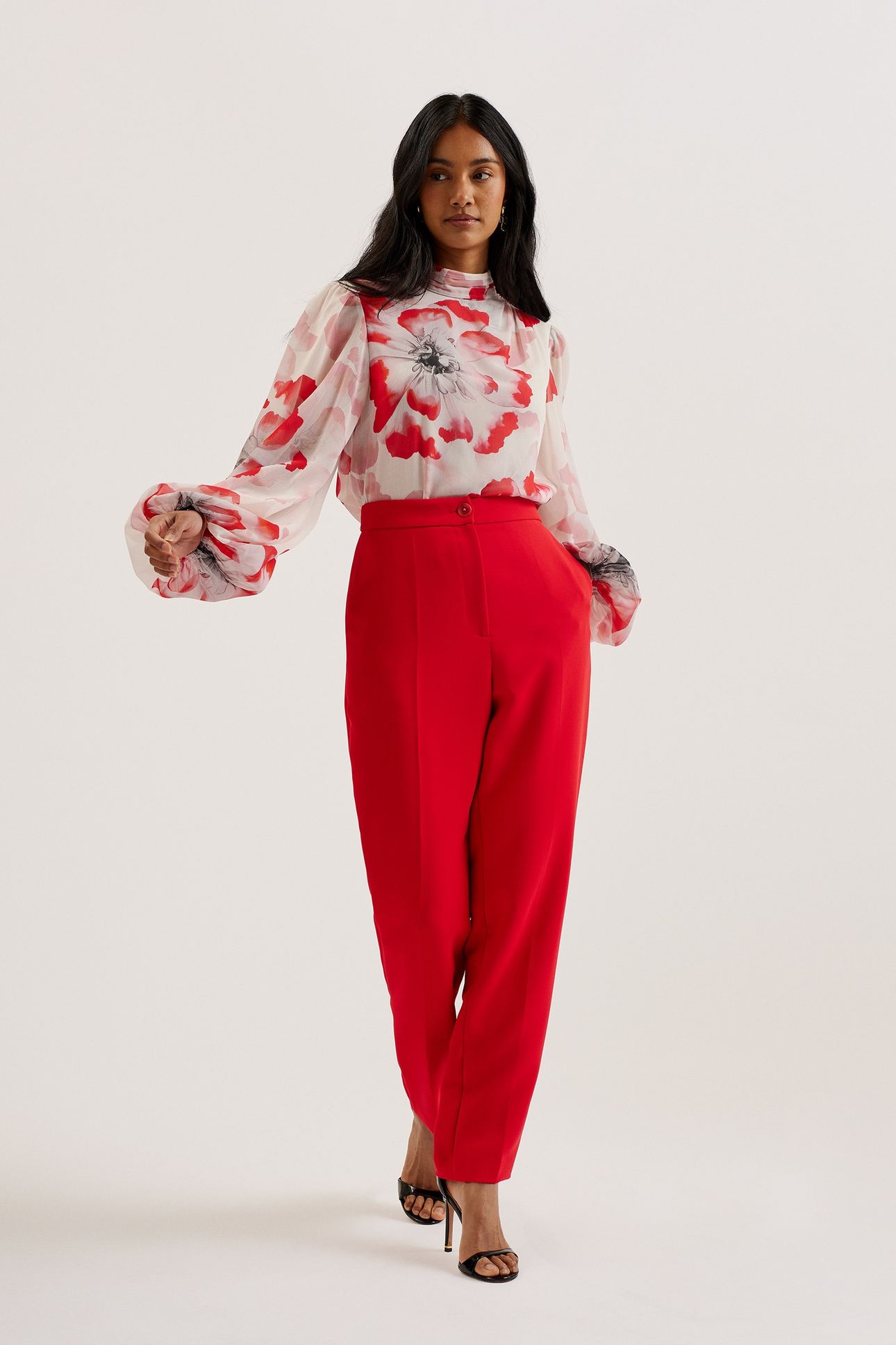 LADON TIE NECK LONG SLEEVE BLOUSE IVORY 2