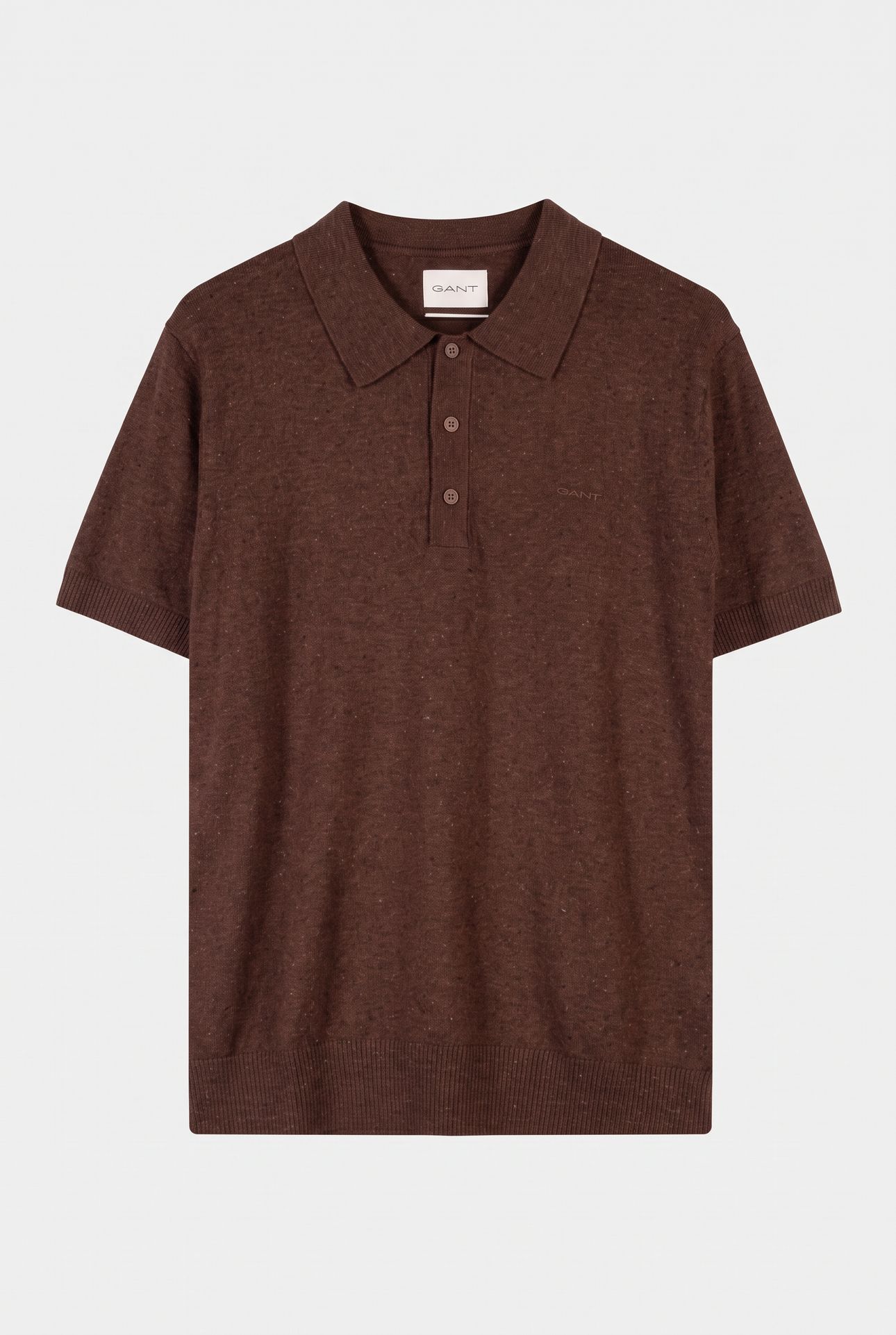 SLUB COTTON LINEN SS POLO HAZELNUT MELANGE 3