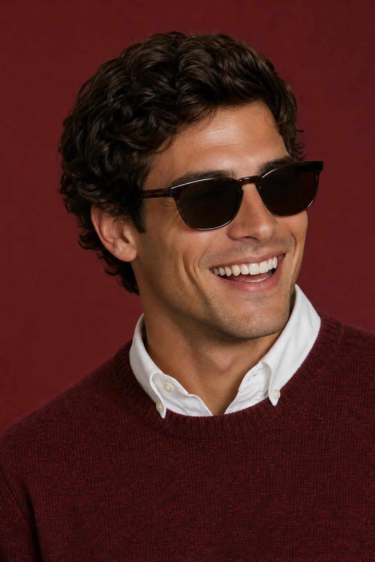 LAMBSWOOL CREW NECK SWEATER BURGUNDY 5
