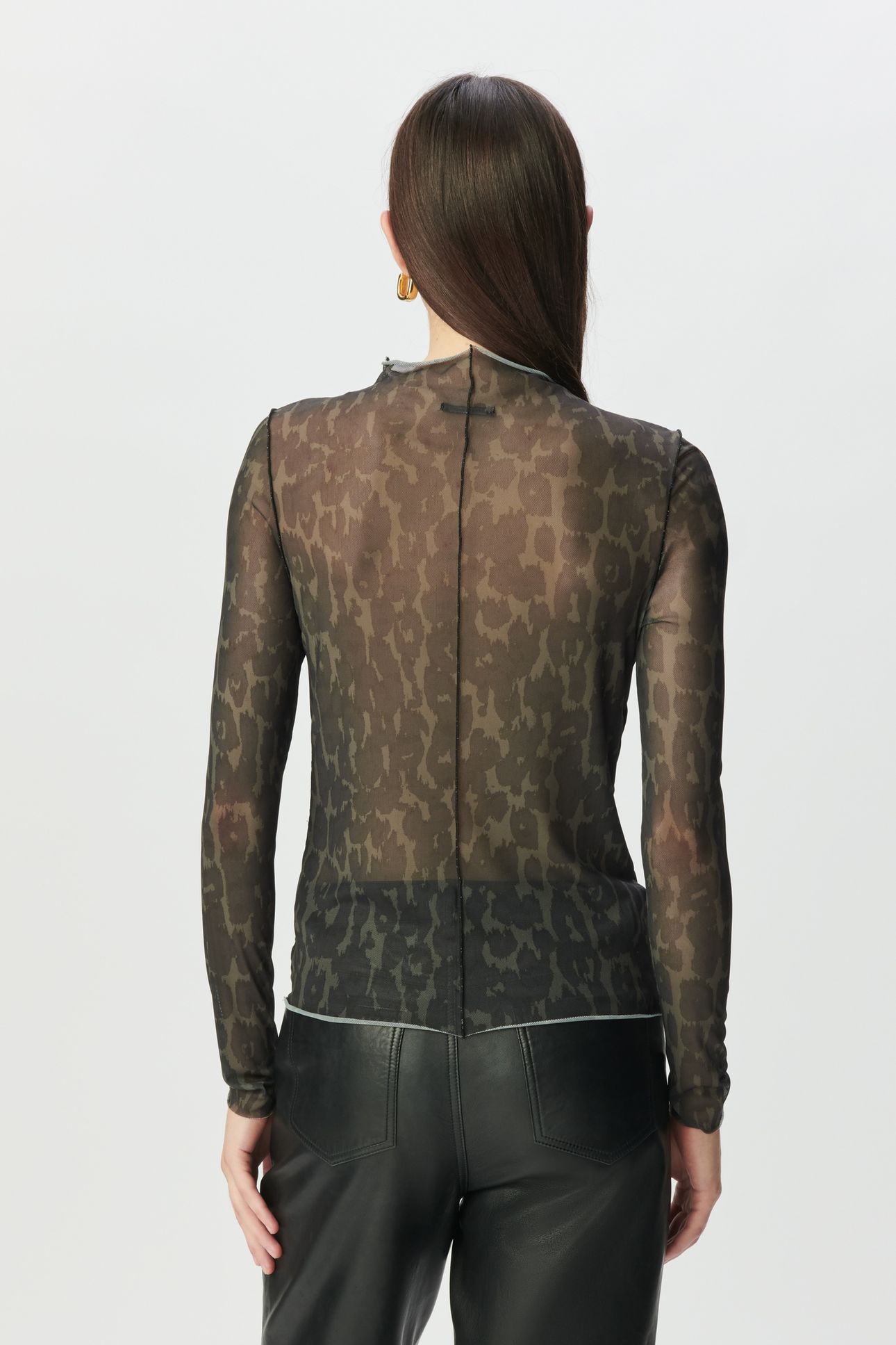 KHAKI MESH T-SHIRT WITH LEOPARD PRINT 2