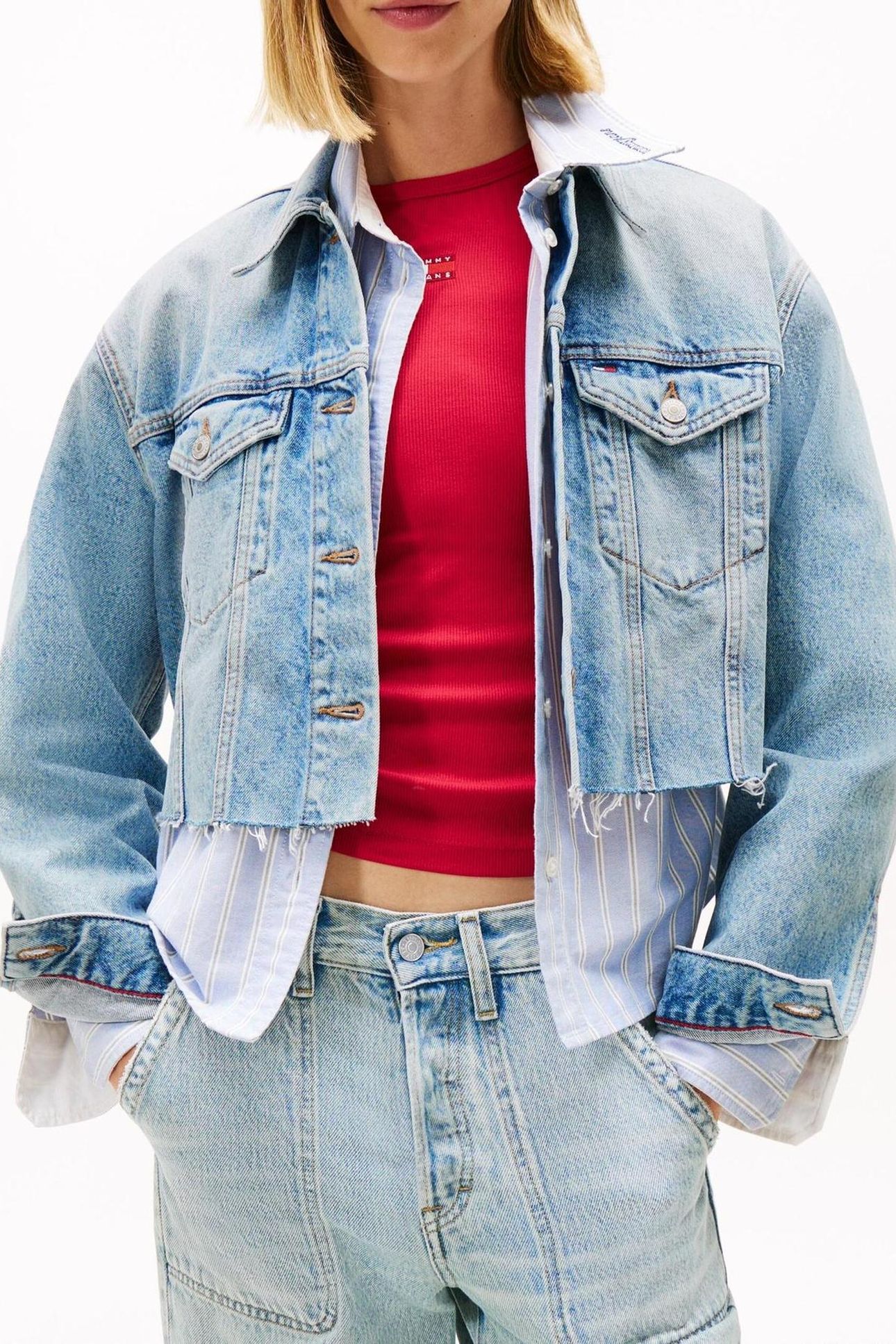 CROPPED TRUCKER JACKET RWB DENIM MID LIGHT BLUE 3