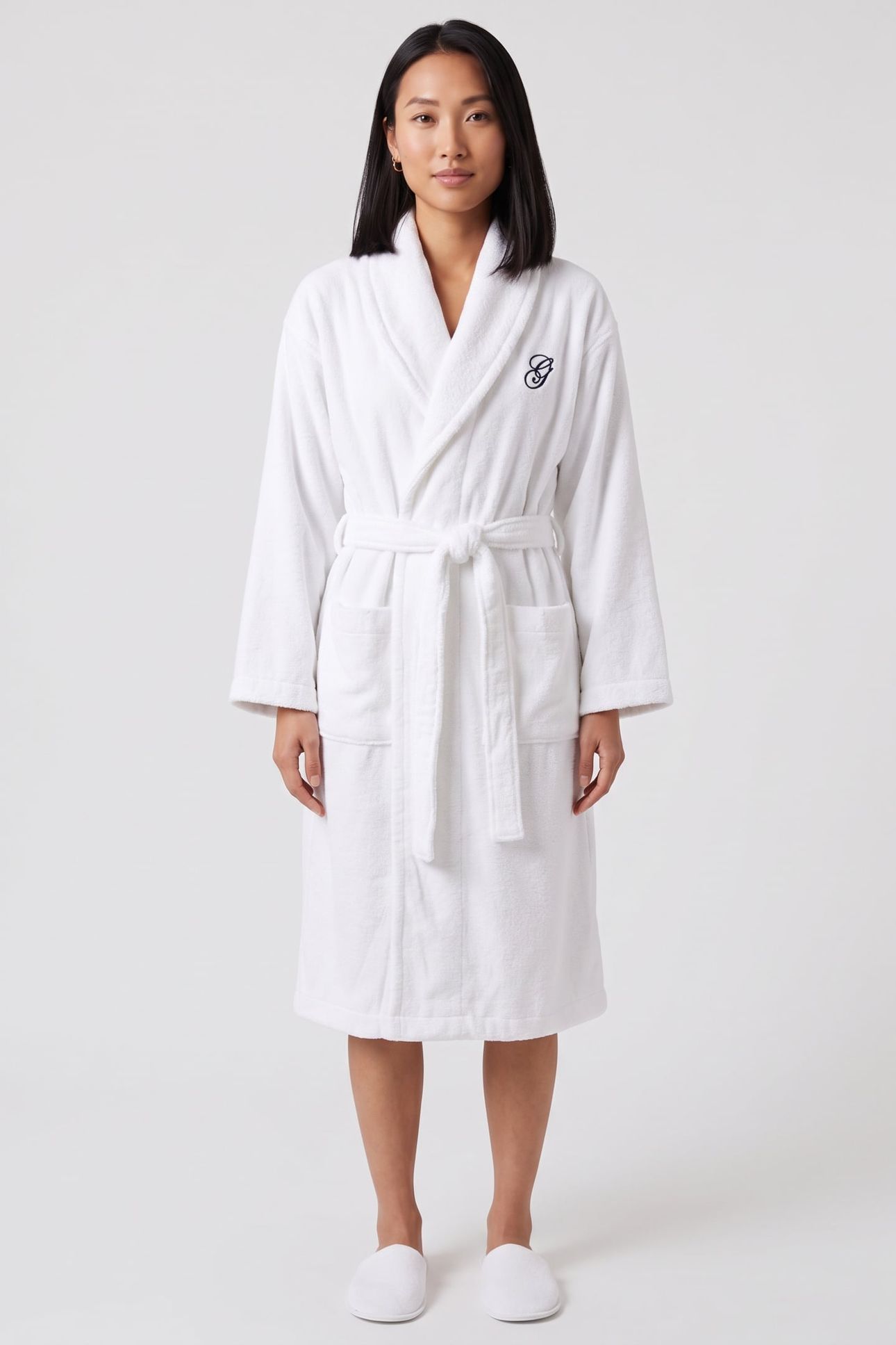 UNISEX EMBROIDERY ROBE WHITE 2