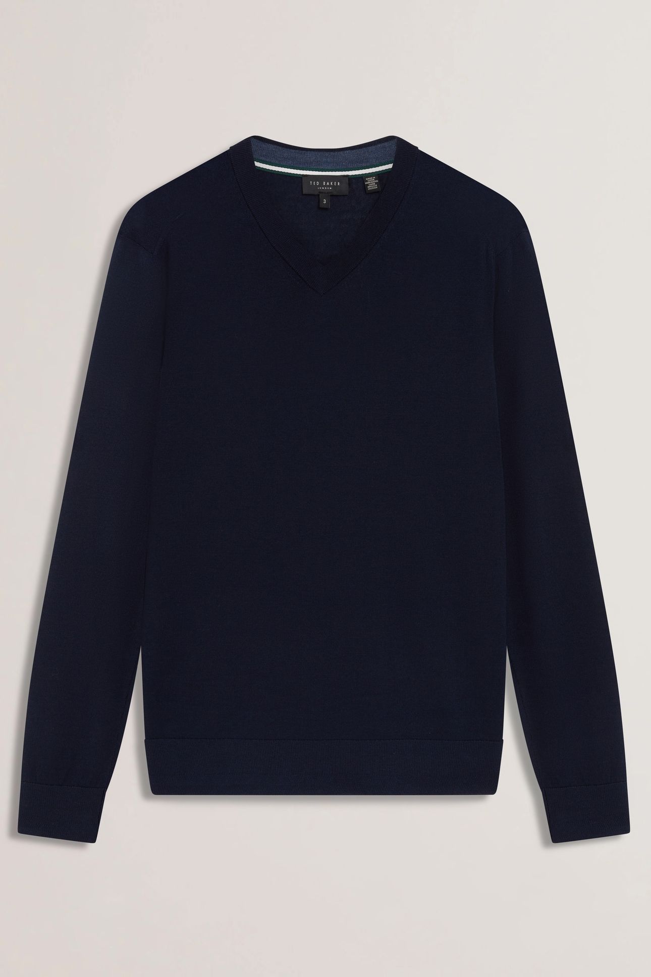LAMBEH LS MERINO CORE V NECK NAVY 4