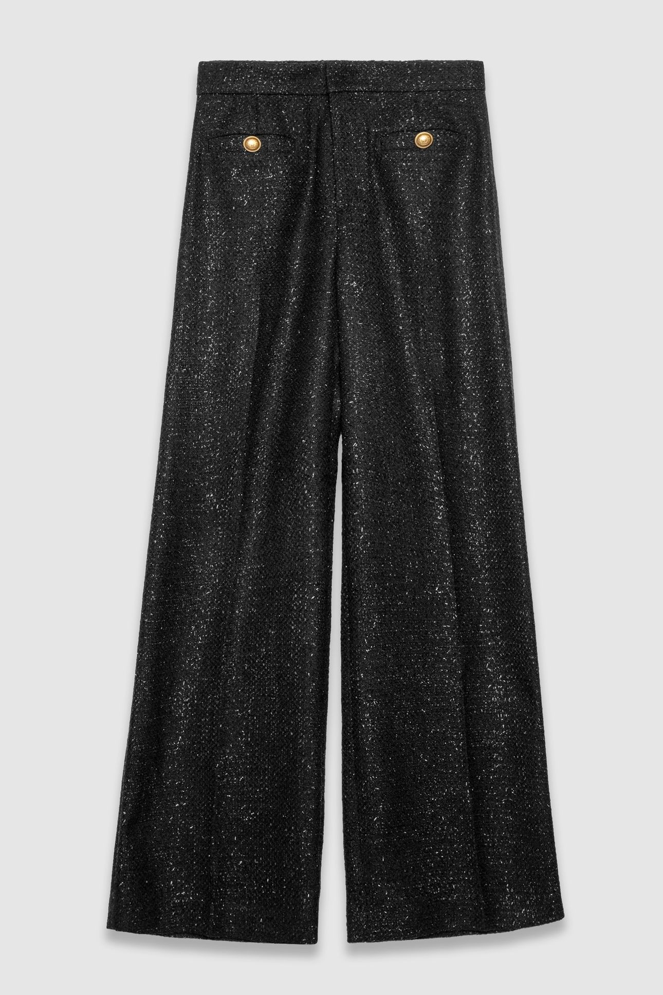 BLACK GLITTER TWEED-STYLE WIDE-LEG TROUSERS 4