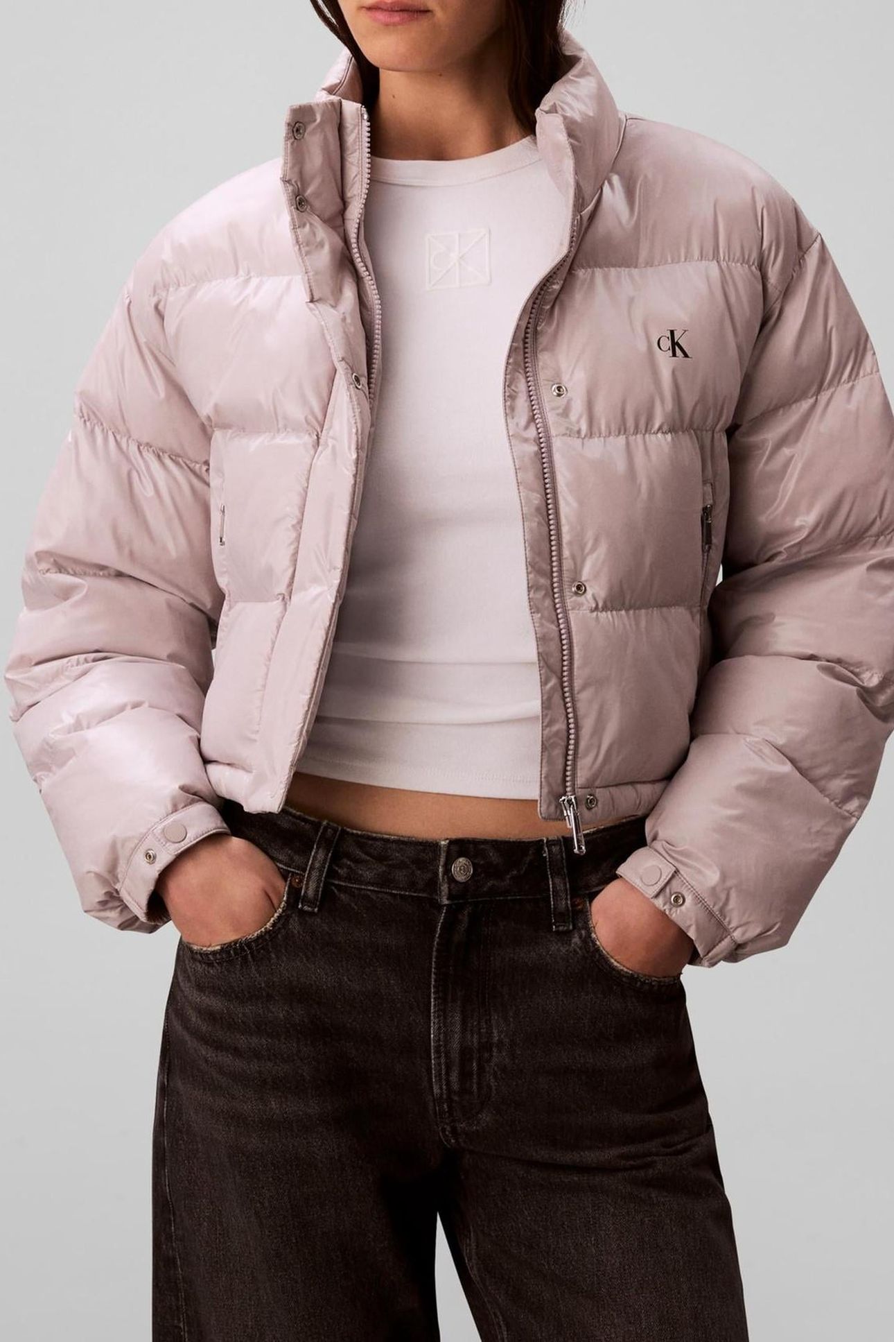 SHINE CROP PUFFER JACKET GULL GRAY 2