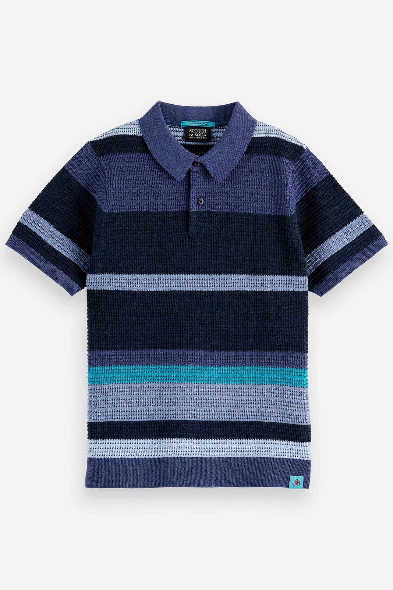 BOYS STRUCTURED KNITTED STRIPED POLO NAVY 5
