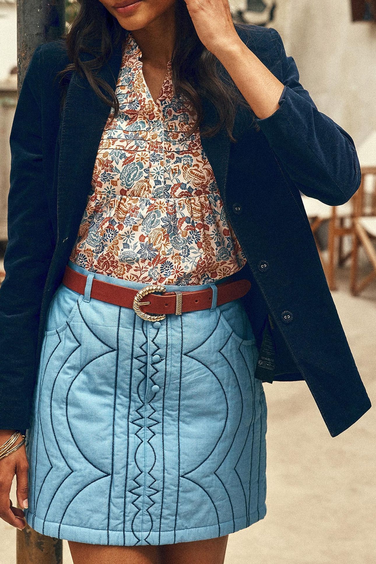 BLUE QUILTED SHORT SKIRT 7
