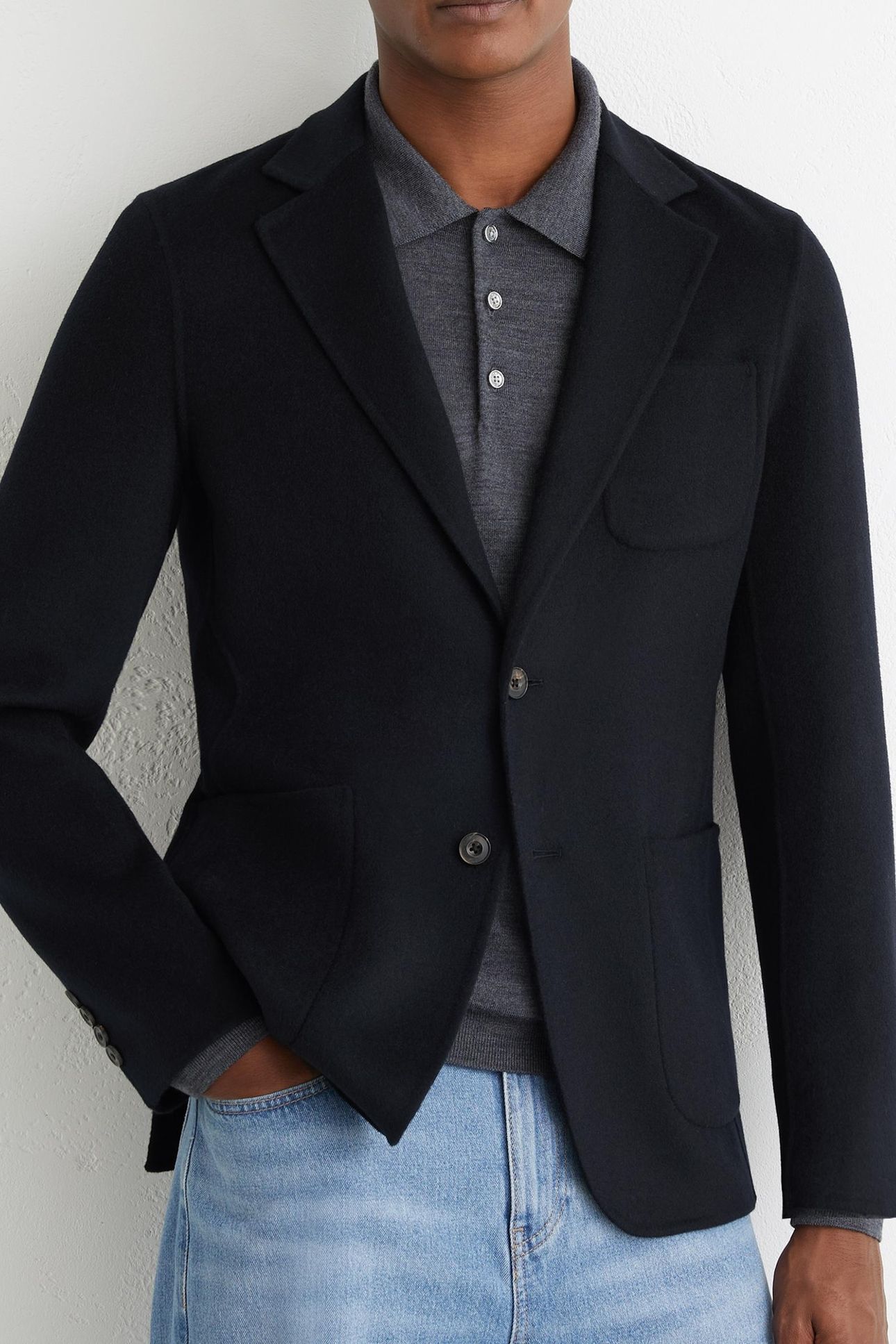 SB 2B NOTCH SPLITABLE WOOL BLAZER NAVY 7