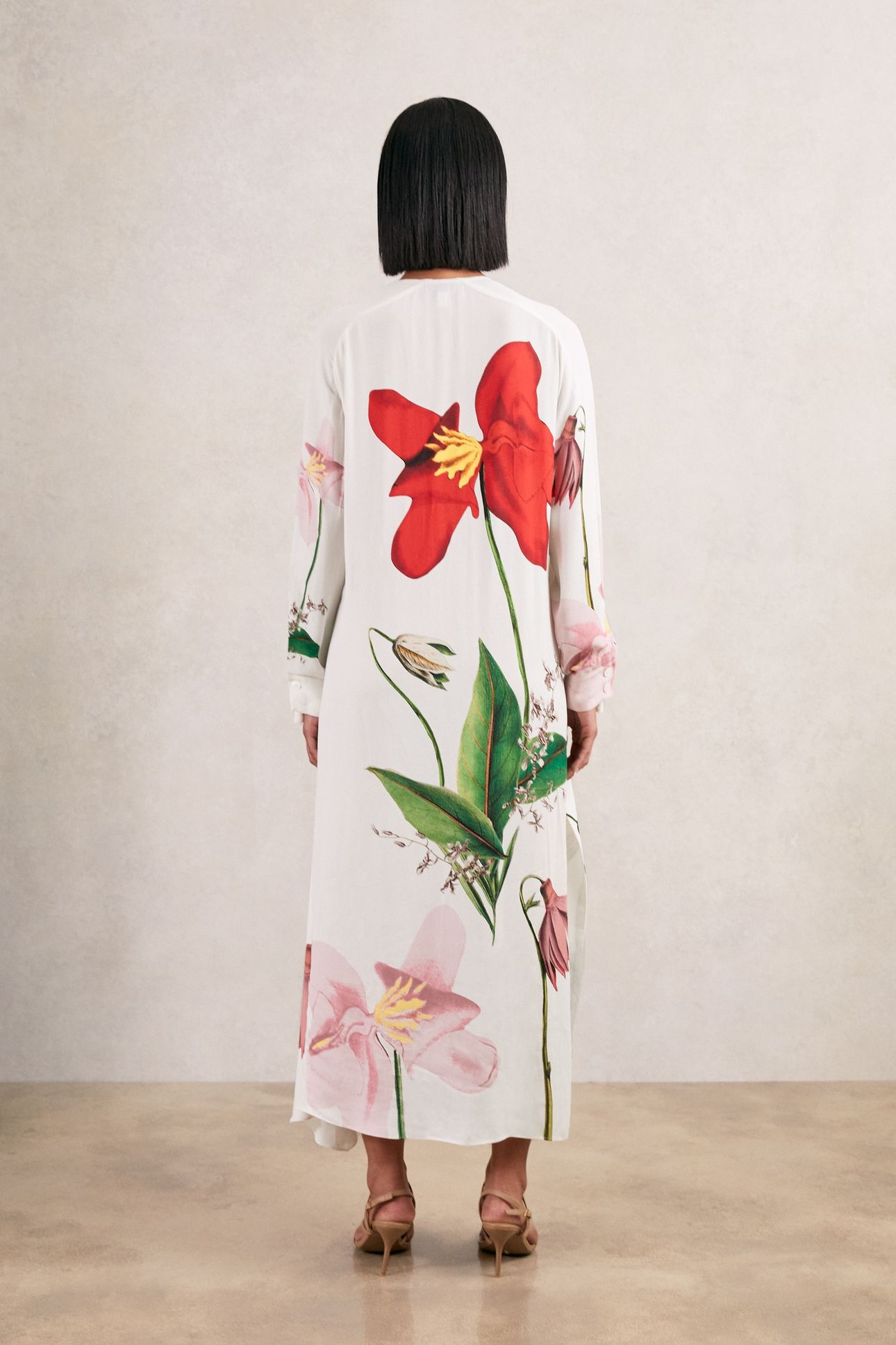 WAISTED LONGSLEEVE MAXI DRESS IVORY 2