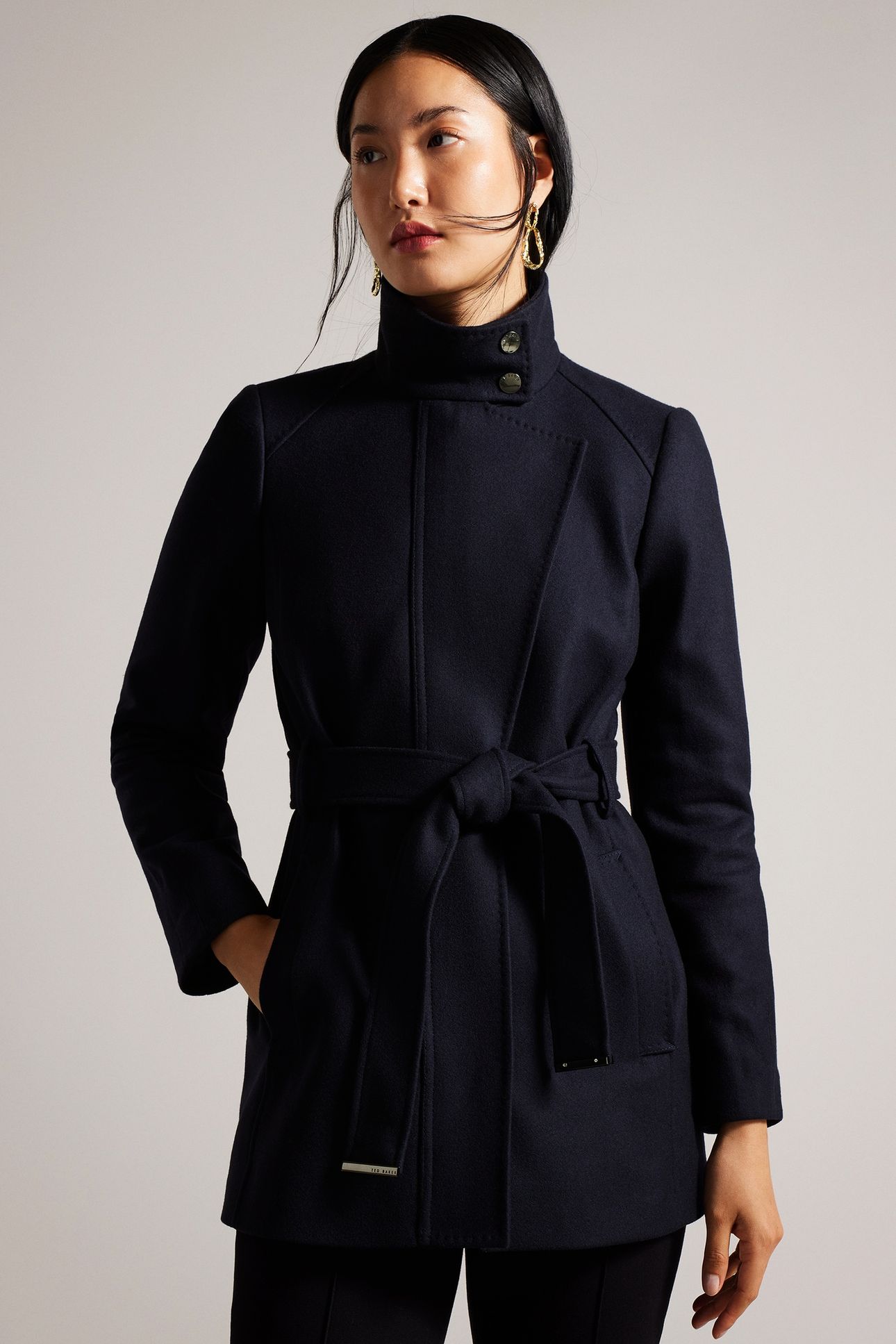 ICOMBIS SHORT FUNNEL NECK COAT NAVY 1