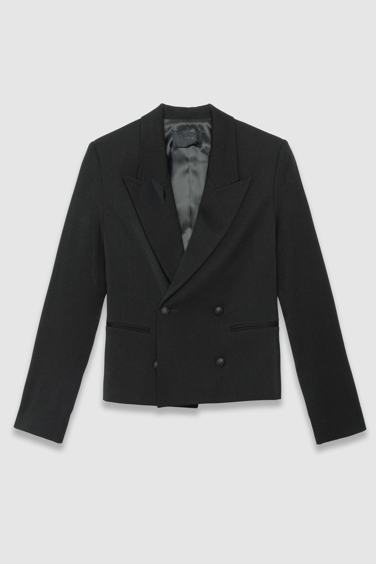 BLACK SHORT DOUBLE-BREASTED JACKET 2