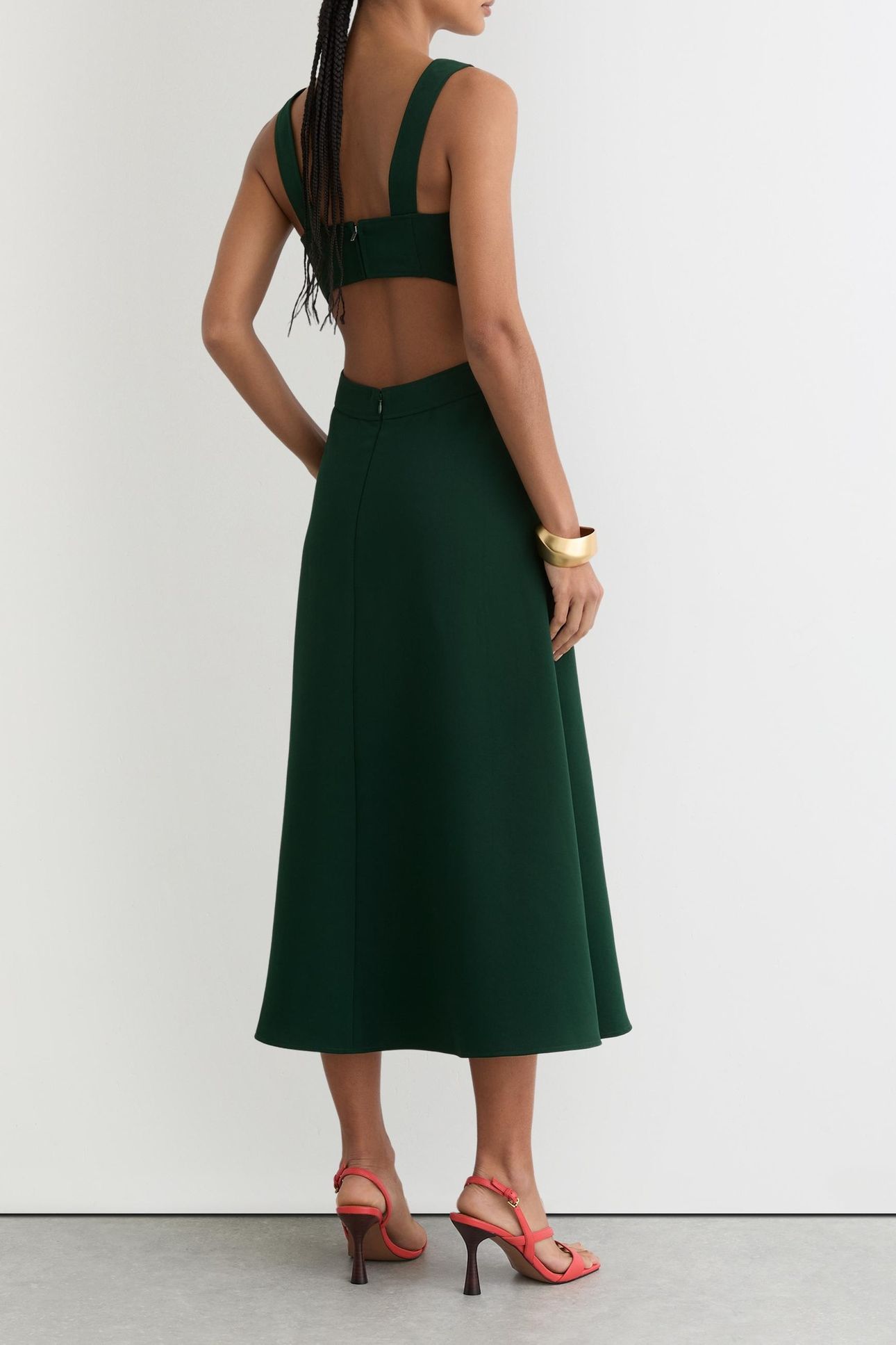 WAISTED MIDI DRESS GREEN 2