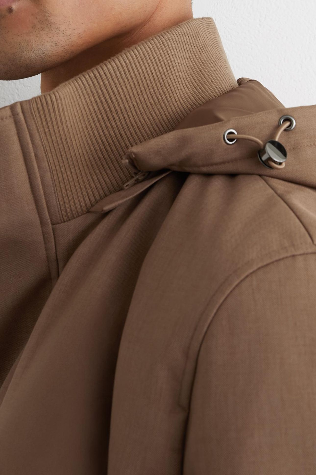 HOODED ZIP THROUGH PADDED COAT LIGHT BROWN 4