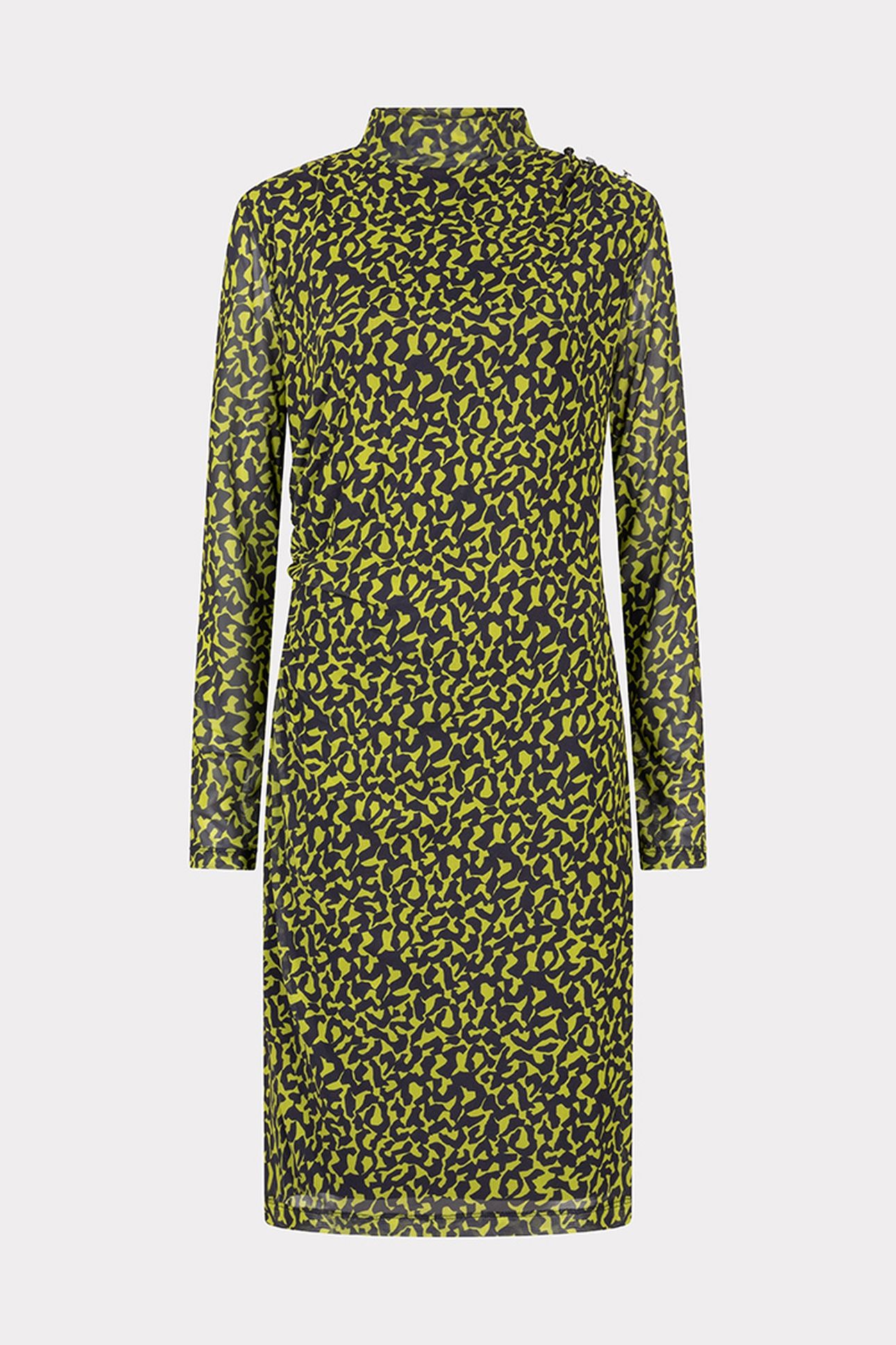 DRESS GATHERING LITTLE CITY MESH PRINT 5