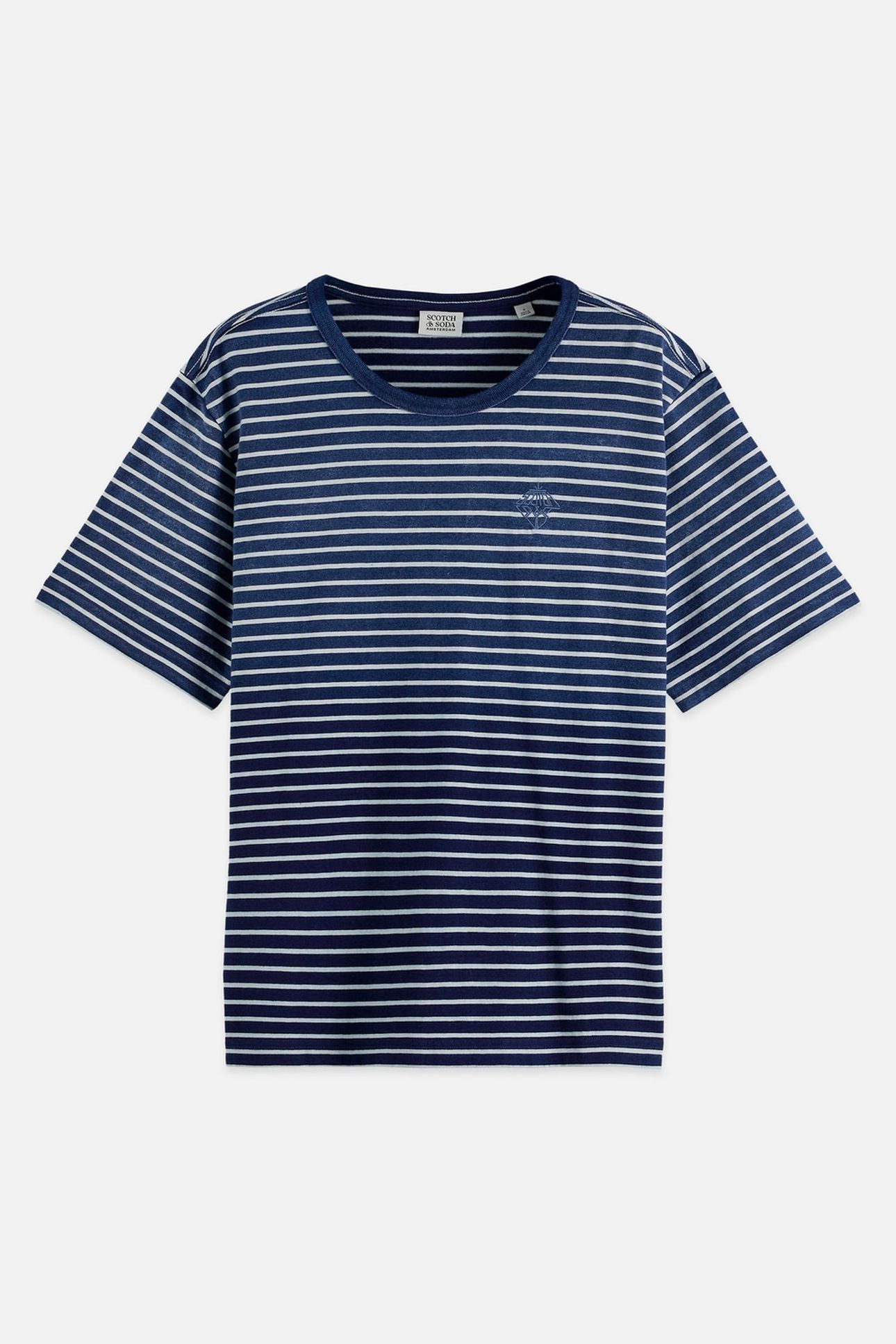 INDIGO WASHED LOOSE FIT T-SHRIT SAND STRIPE 4