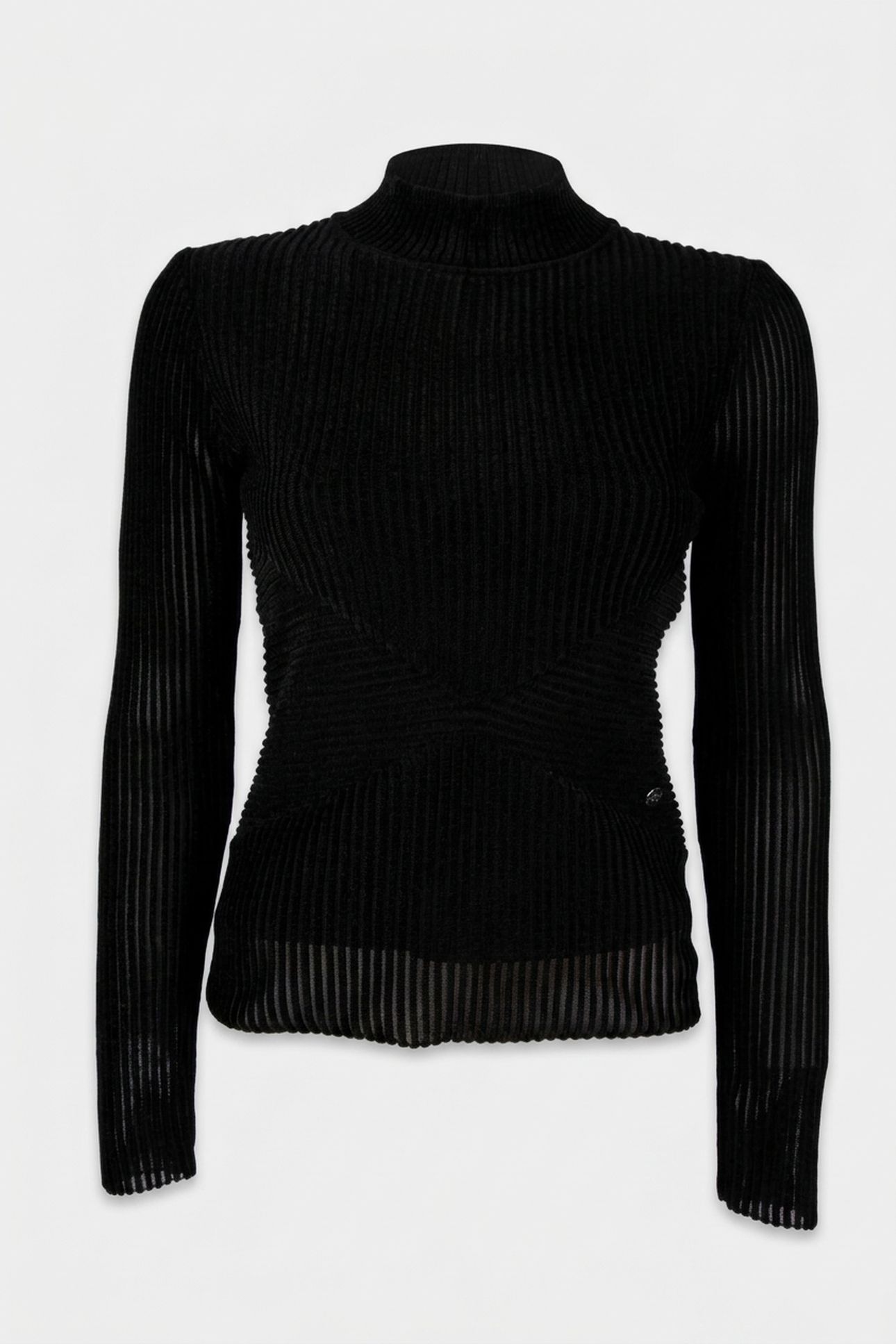 ELEGANT FLOCK MOCK NECK BLACK 3