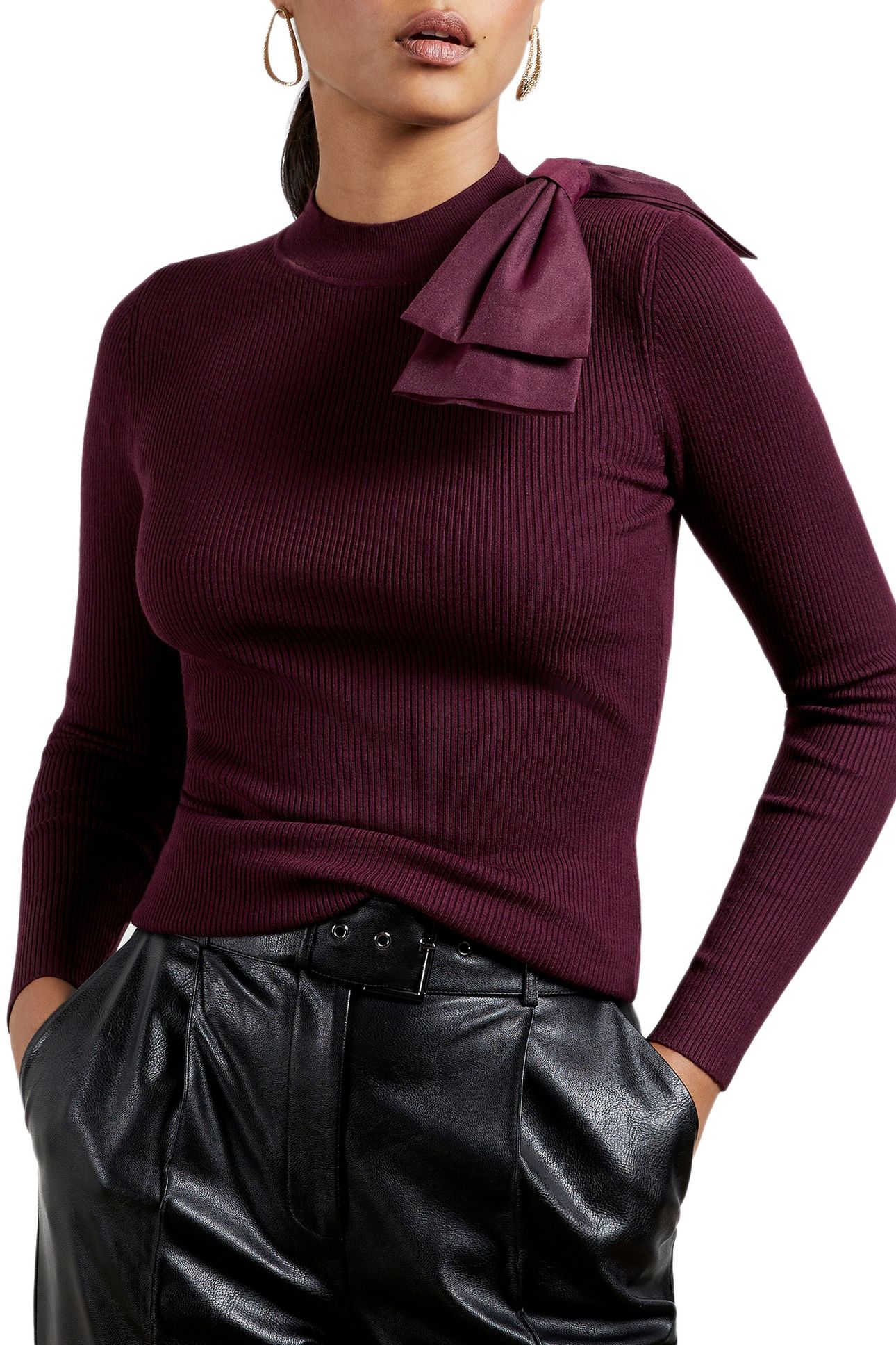 AMBHER EXTRAVAGANT BOW JUMPER OXBLOOD 2